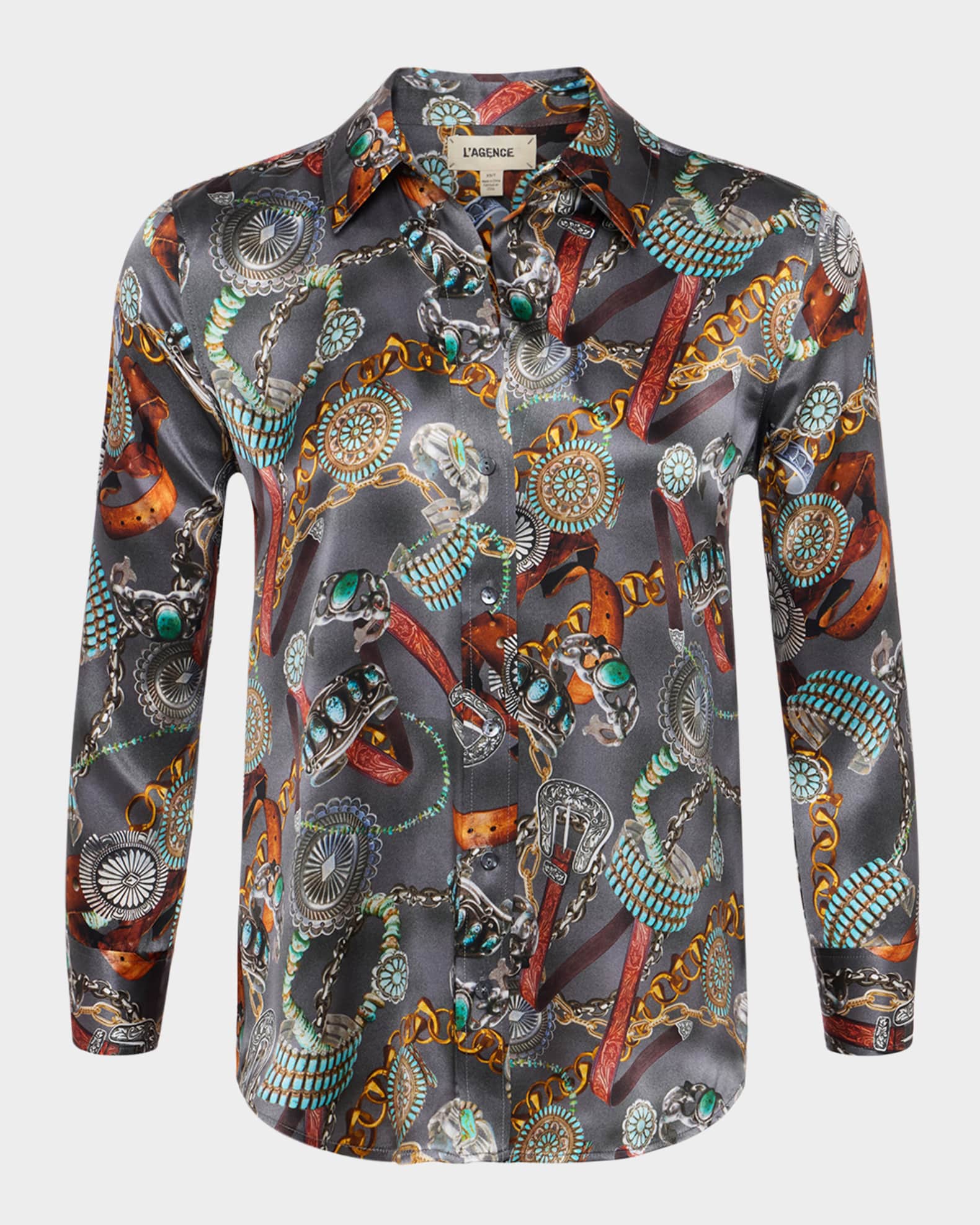 Dani Button-Front Silk Blouse 0
