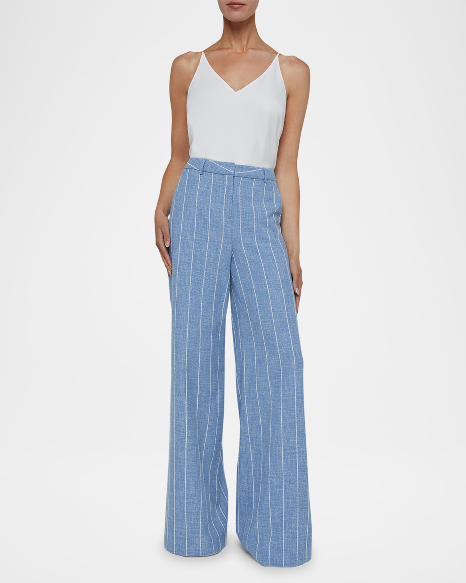 Pilar Pinstriped Wide-Leg Pants 1