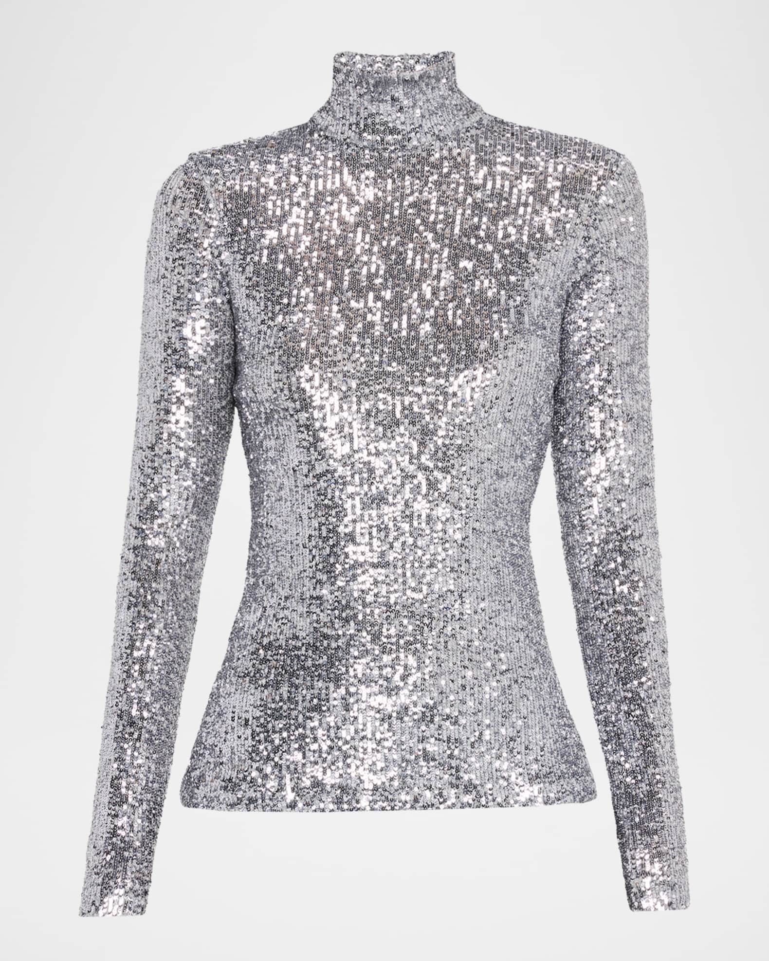 Sequined Turtleneck Top 0