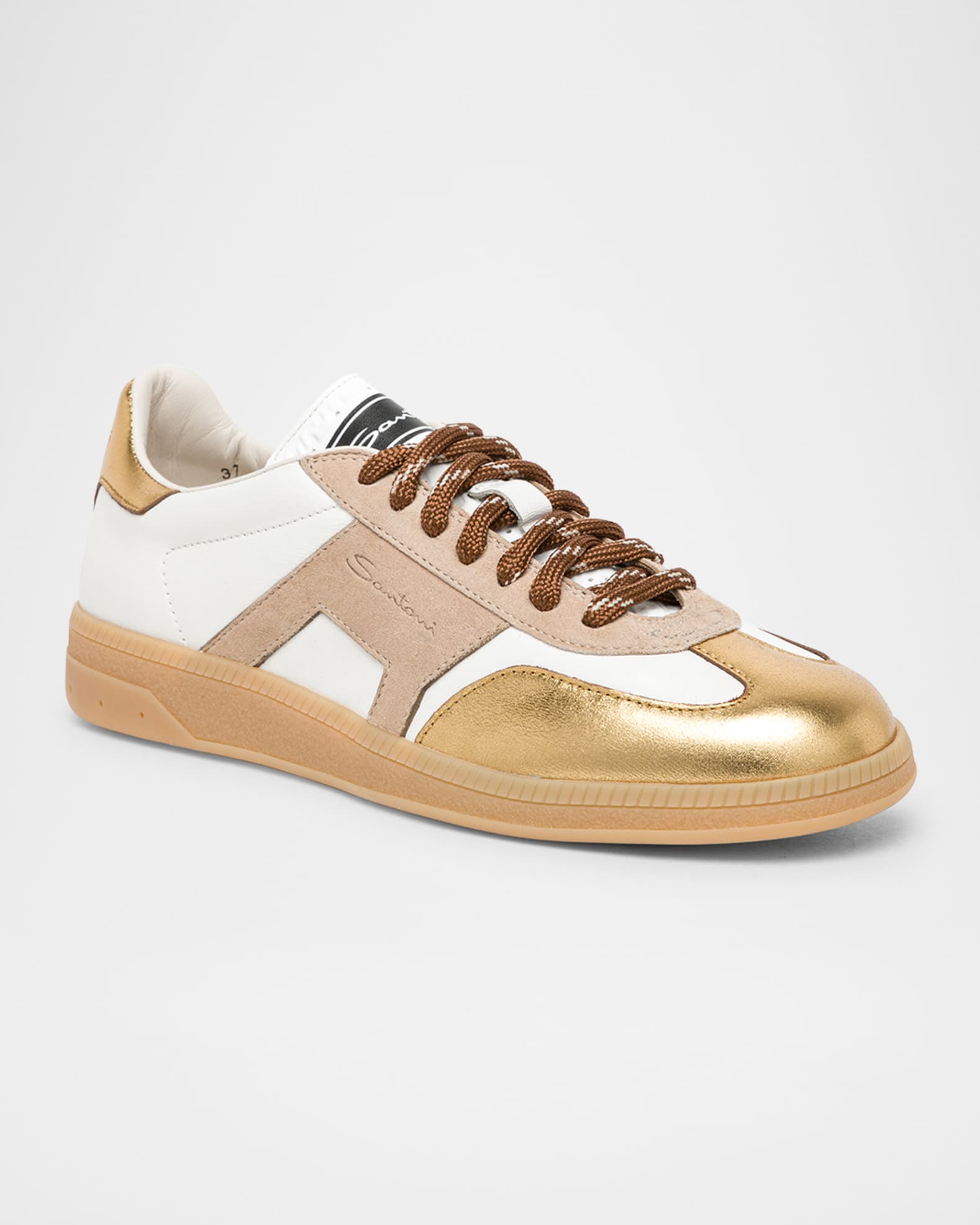 Mixed Leather Low-Top Sneakers 1