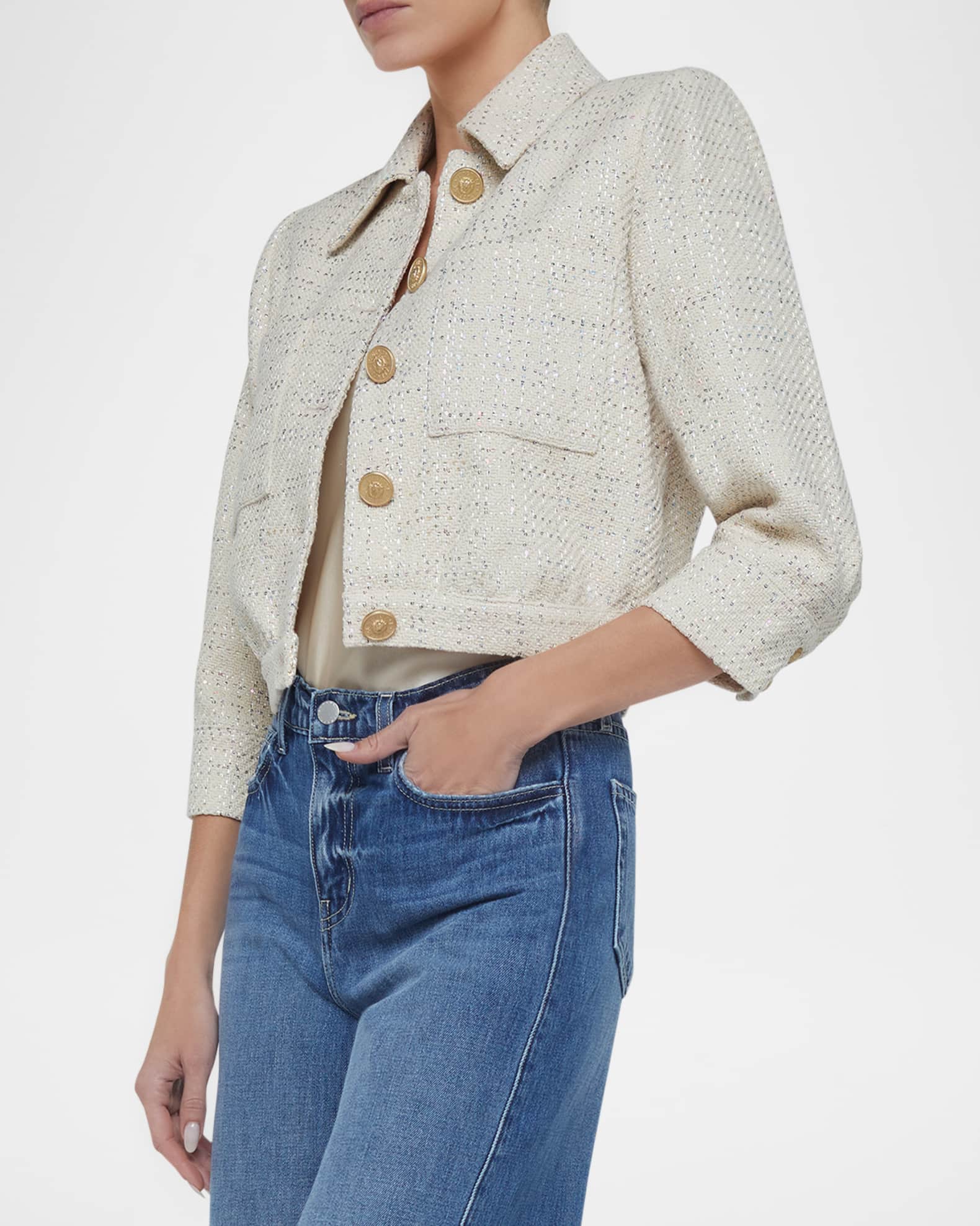 L'Agence Jia Cropped Tweed Jacket | Neiman Marcus