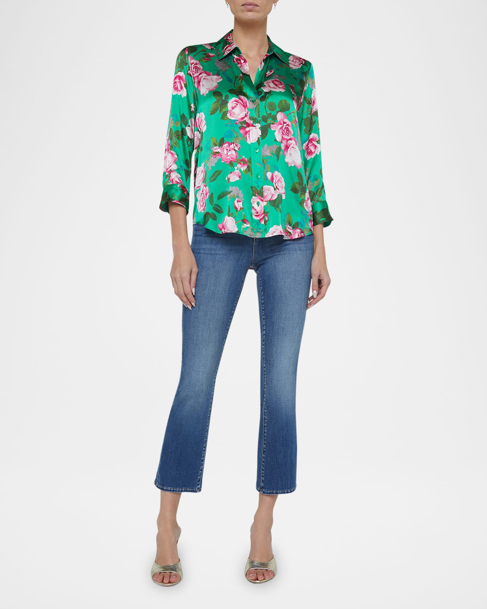 Dani Button-Front Silk Blouse 1