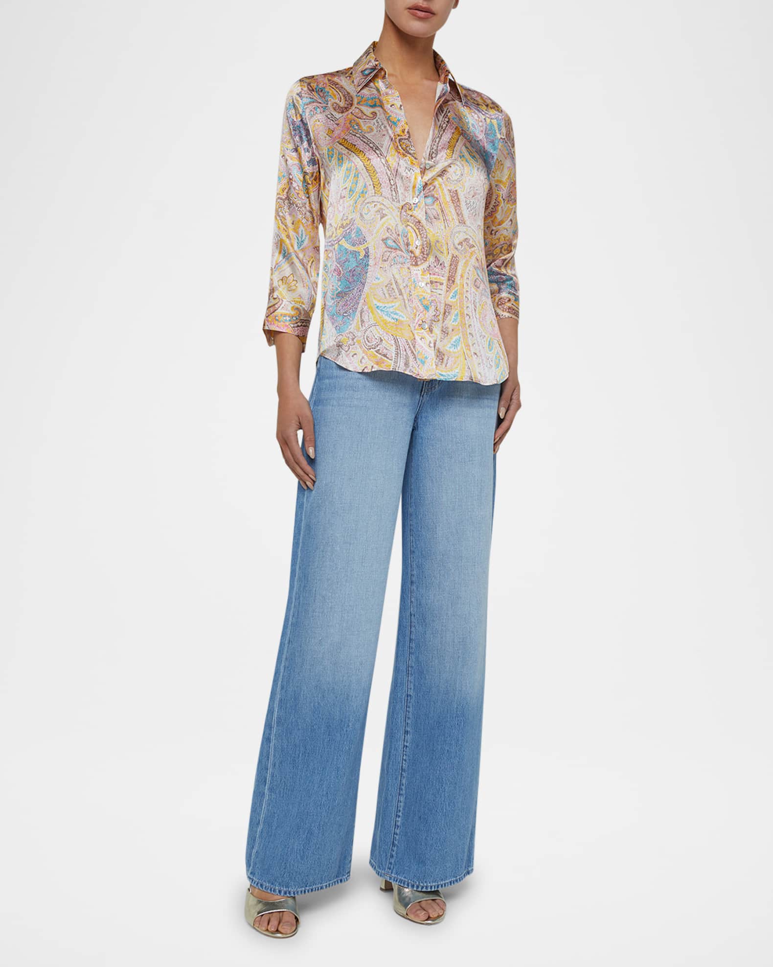 Dani Button-Front Silk Blouse 1