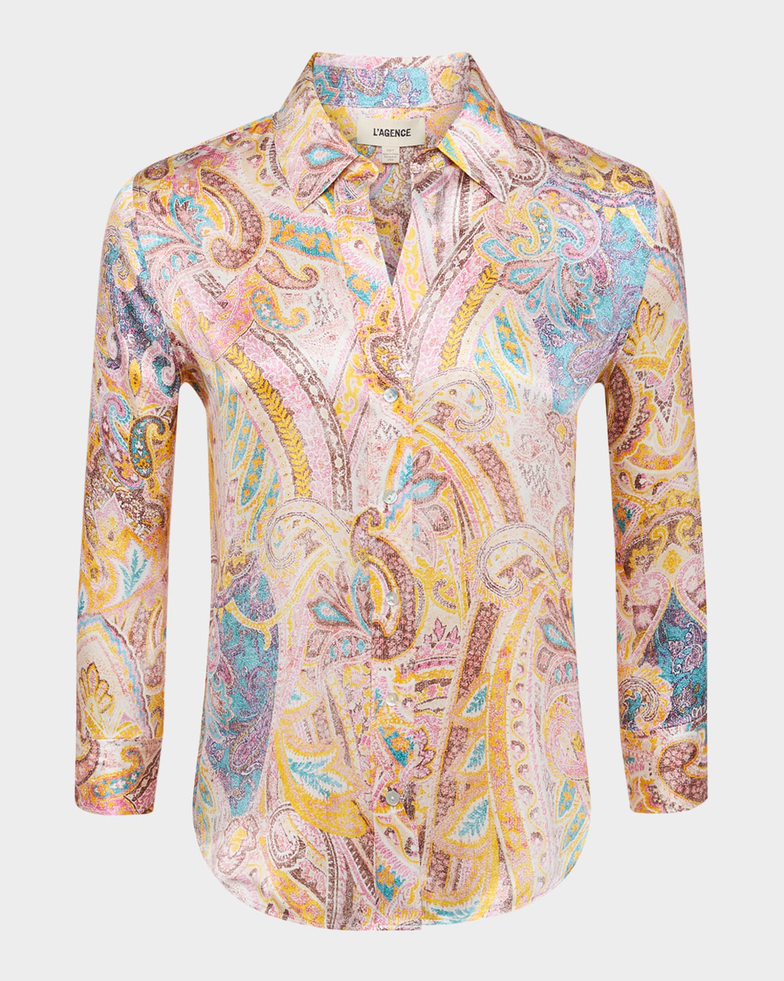 Dani Button-Front Silk Blouse 0