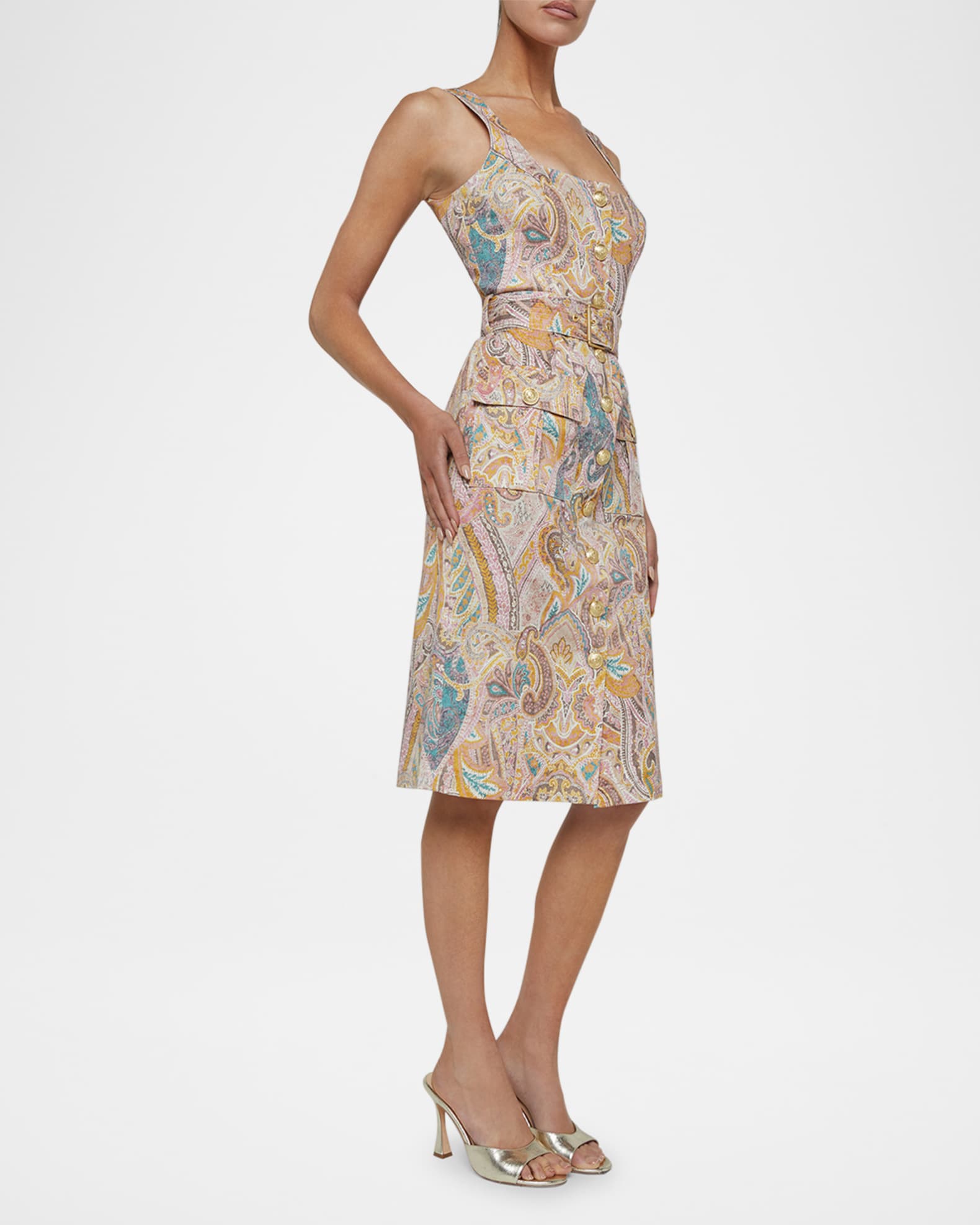Western Paisley Idy Button-Front Tank Dres 1