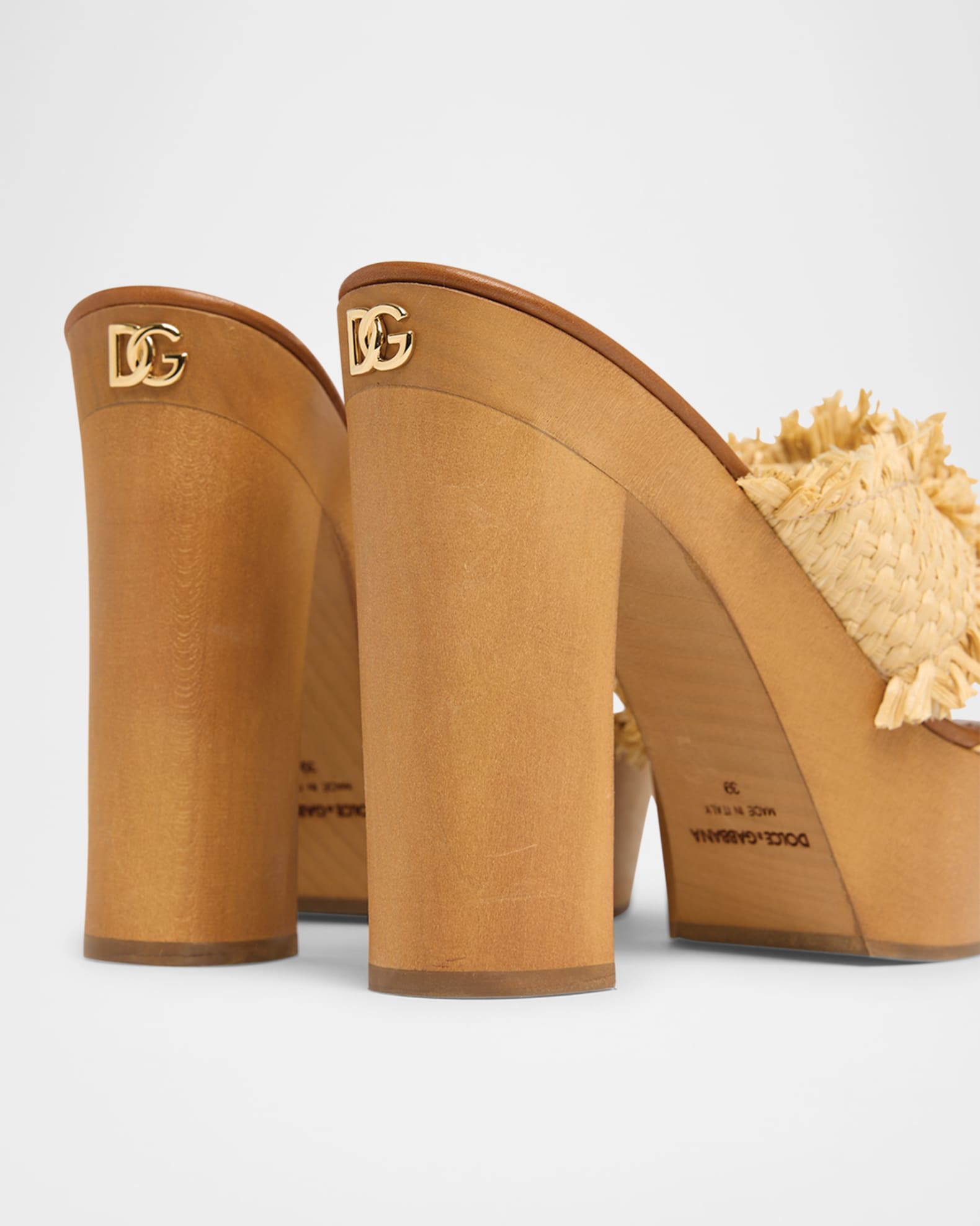 Dolce&Gabbana Knotted Crossover Raffia Platform Sandals | Neiman