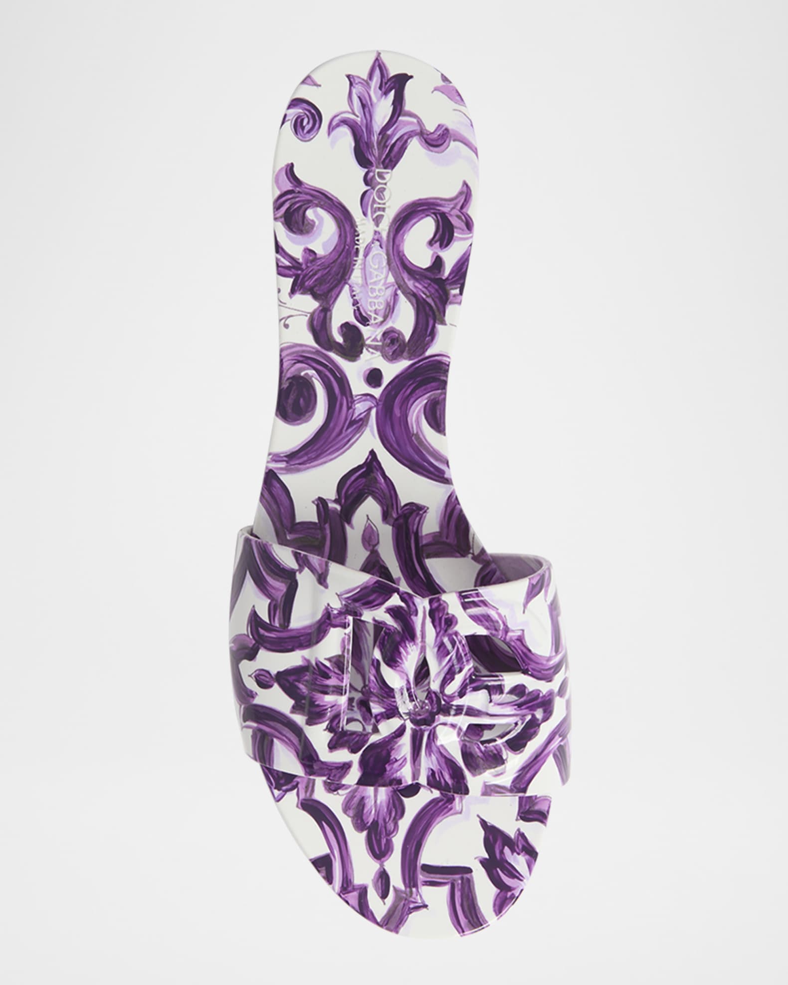 サンダル・ミュール DOLCE & GABBANA SANDALS MAIOLICA VIOLA Dolce & Gabbana Leather Sandals In Maiolica Viola - 31% Off