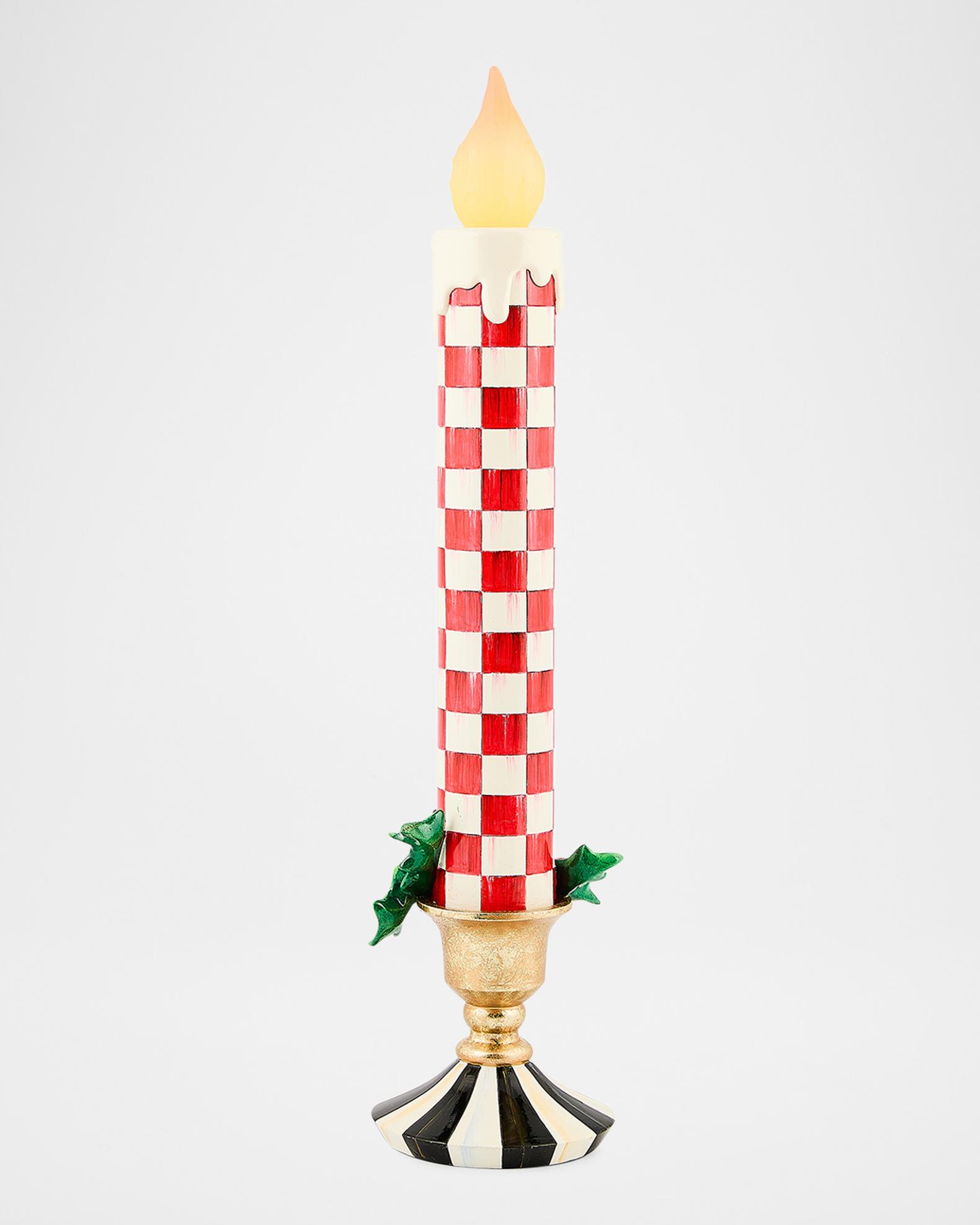 out ワインレッド❁ キャンドル MacKenzie-Childs Check It Out Illuminated Red Retro Candle