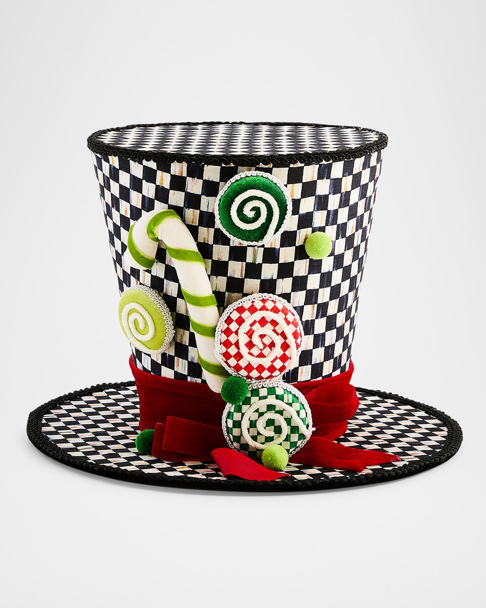 MacKenzie-Childs Check It Out Top Hat Fabric Tree Topper | Neiman Marcus