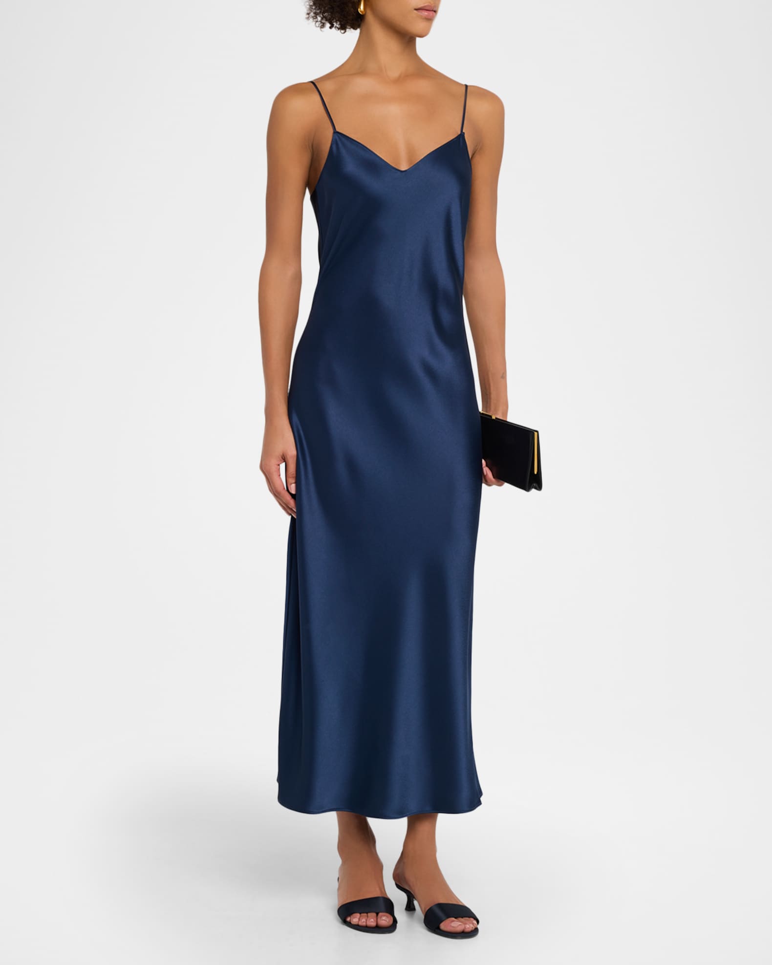 Ralph Lauren Women's Satin Midi Slip Dress - Size 8 in Newport Navy