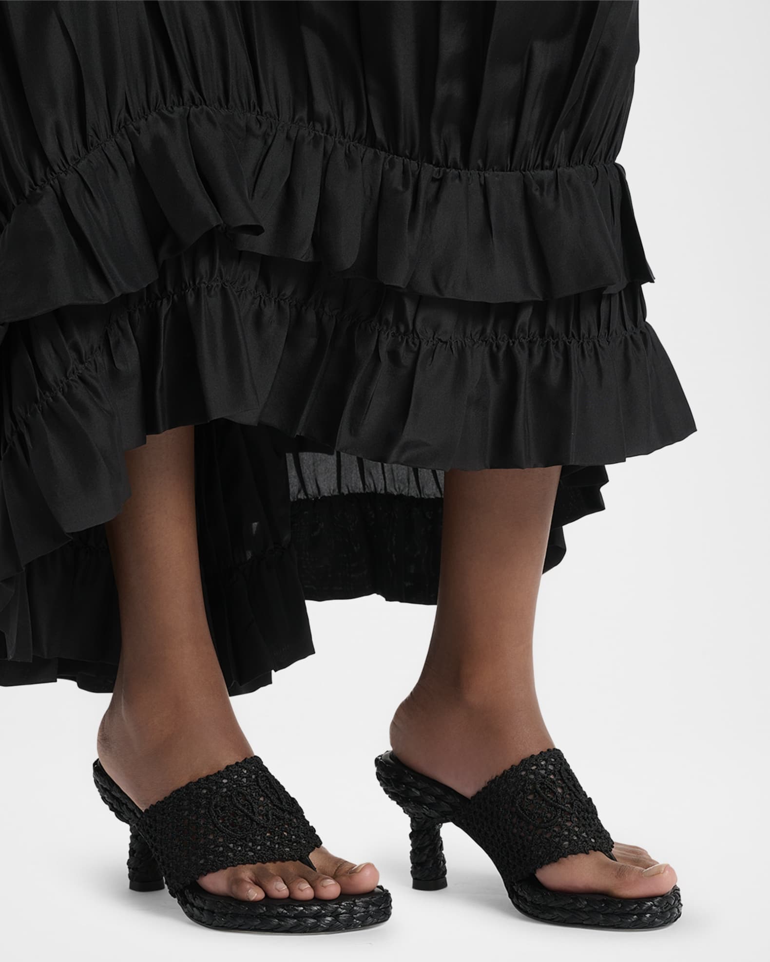Chloe Isla Crochet Raffia and Leather Thong Sandals | Neiman