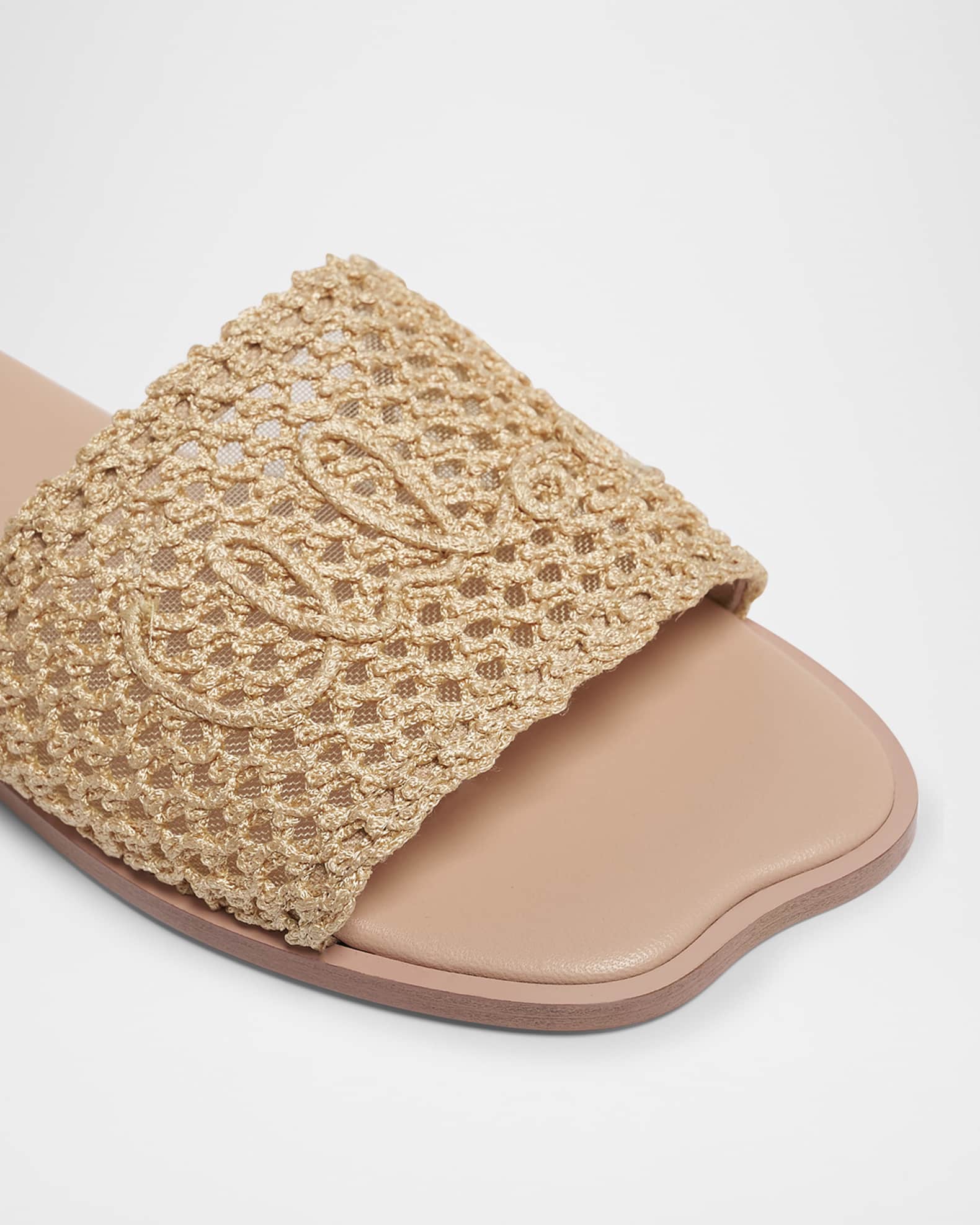 Chloe Soleil Crochet Slide Sandals | Neiman Marcus