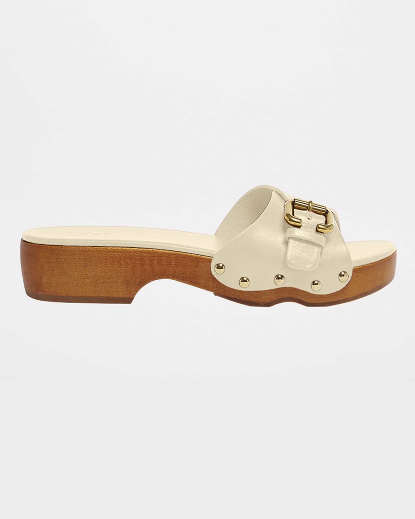 Jeannette Leather Buckle Clog Sandals 0