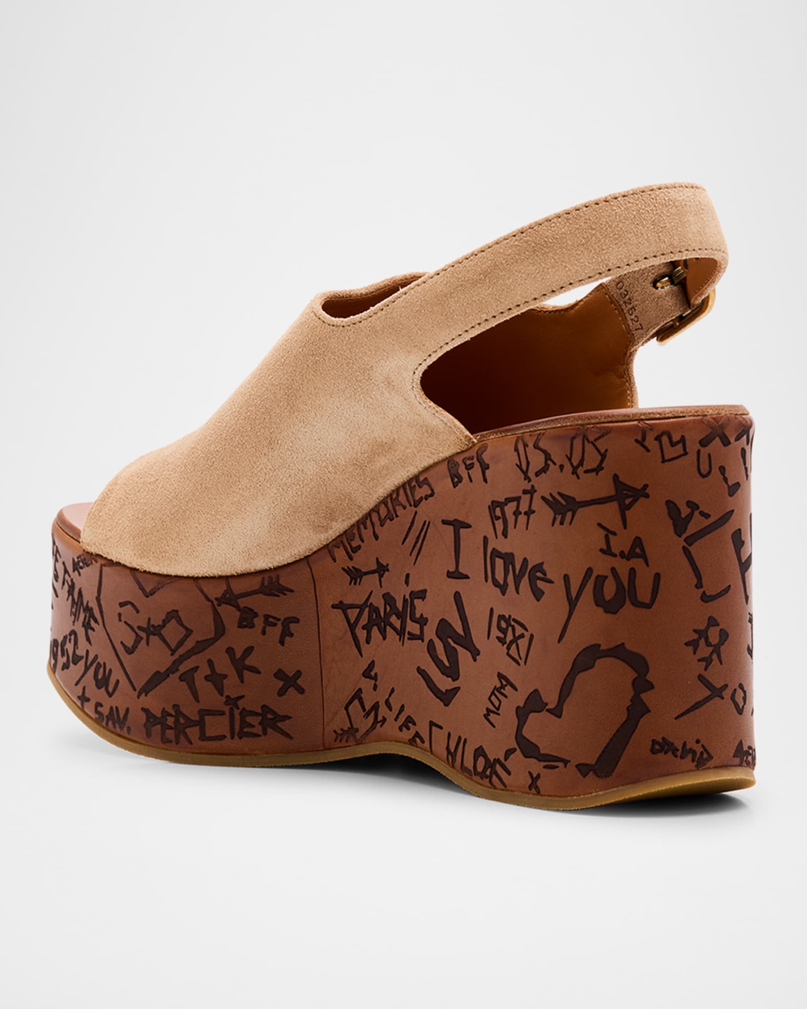 Chloe Maxime Platform Wedge Suede Sandals | Neiman Marcus