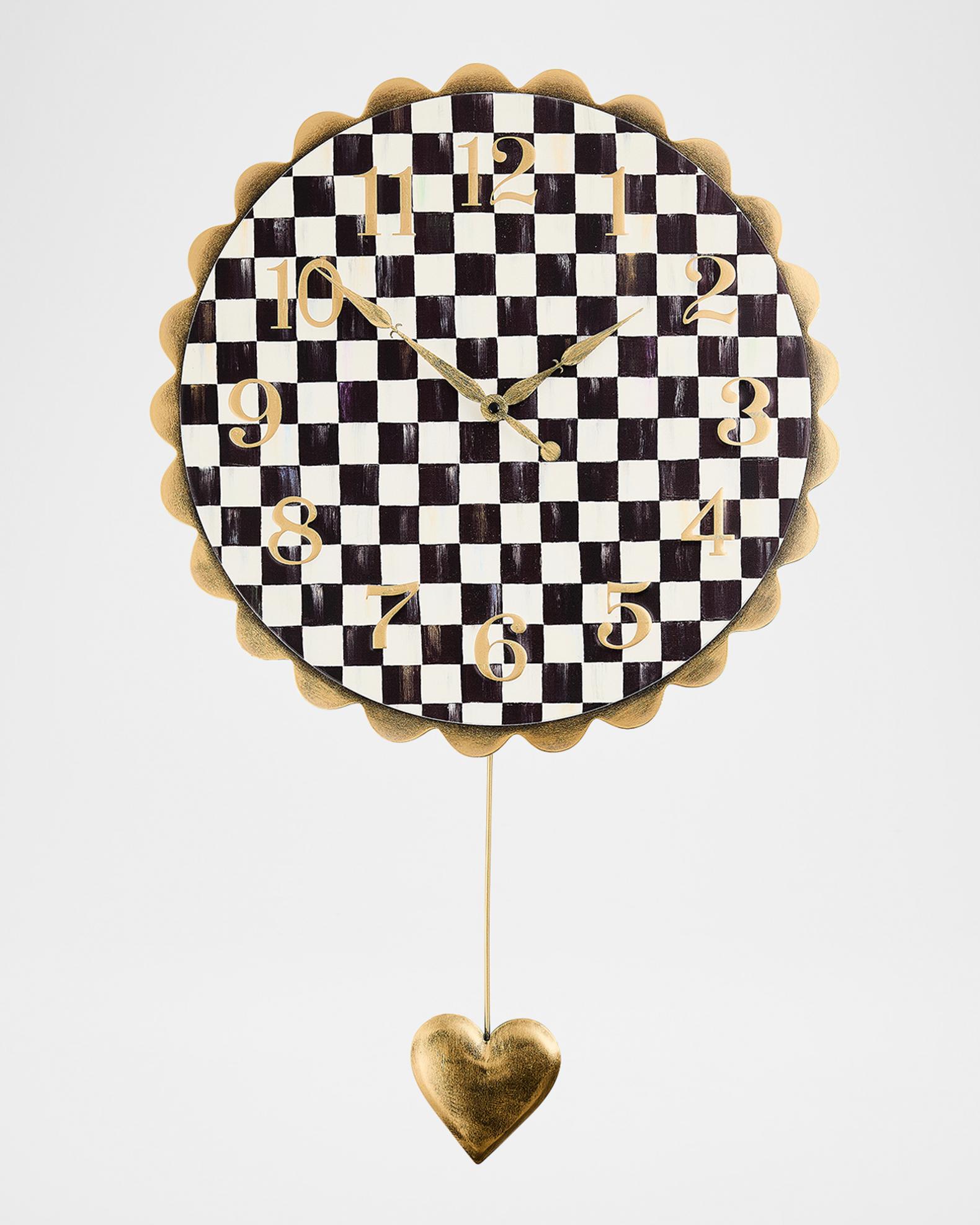 MacKenzie-Childs Courtly Check Heart Pendant Wall Clock | Neiman Marcus