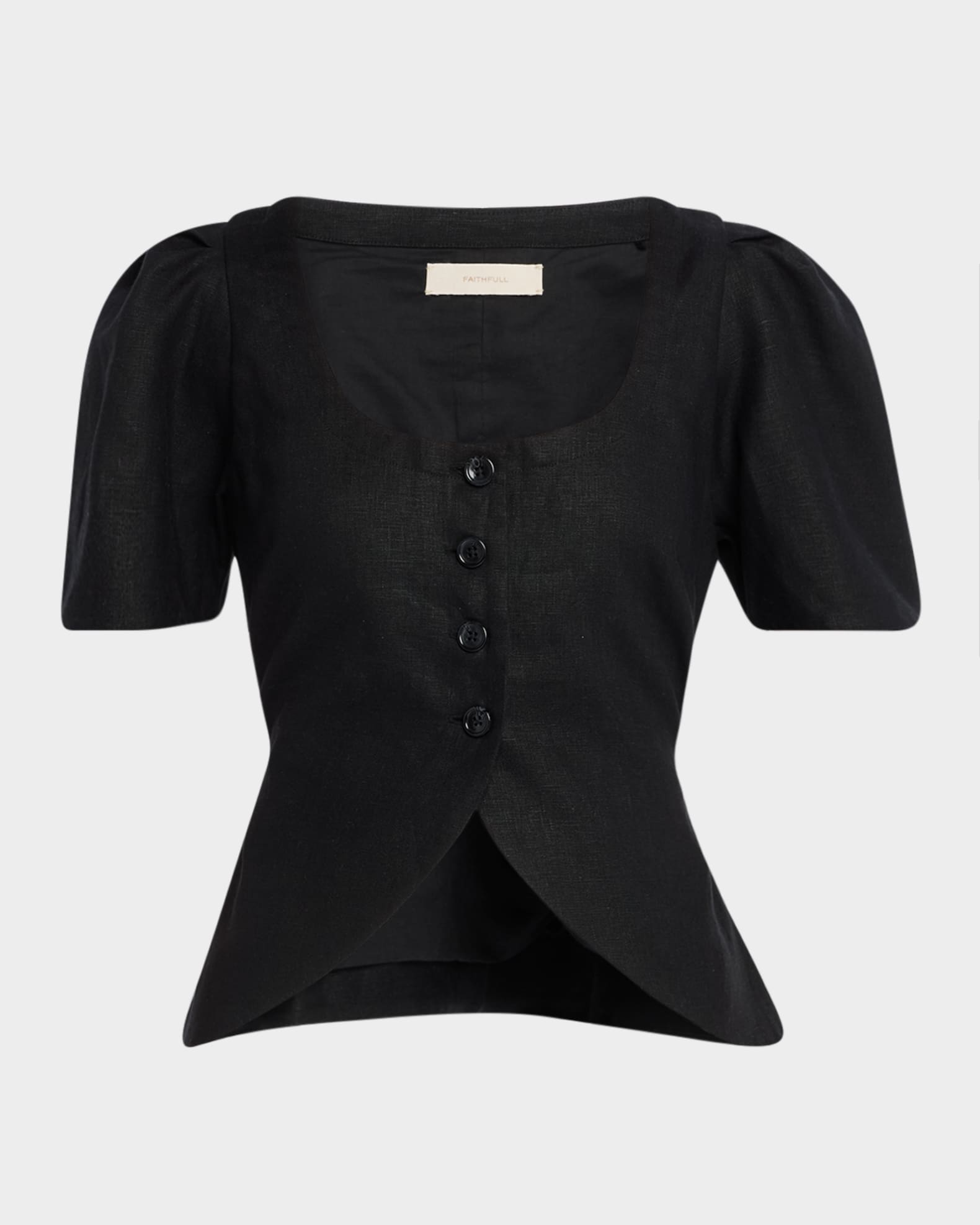 Audrey Fitted Linen Top  0