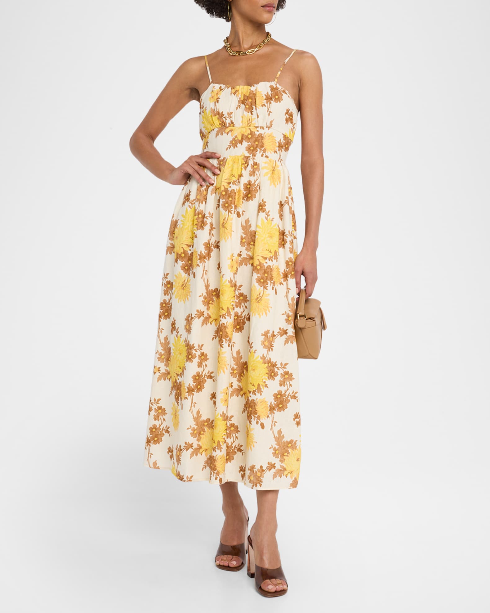knee length dresses for ladies Faithfull | Women's Yerres Midi Dress Floral Blue - Final Sale