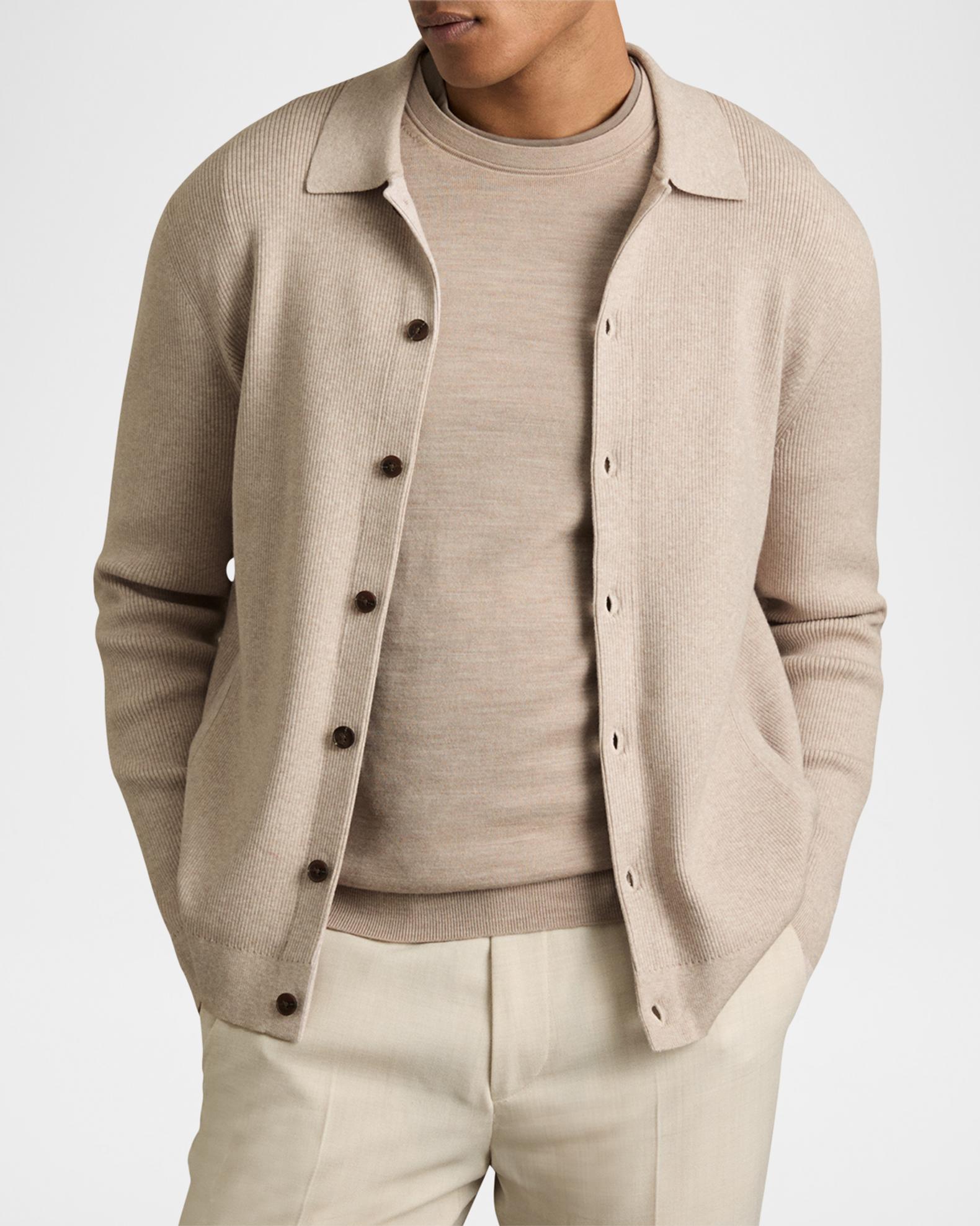 Reiss Men's Saint Ribbed Cardigan | Neiman Marcus