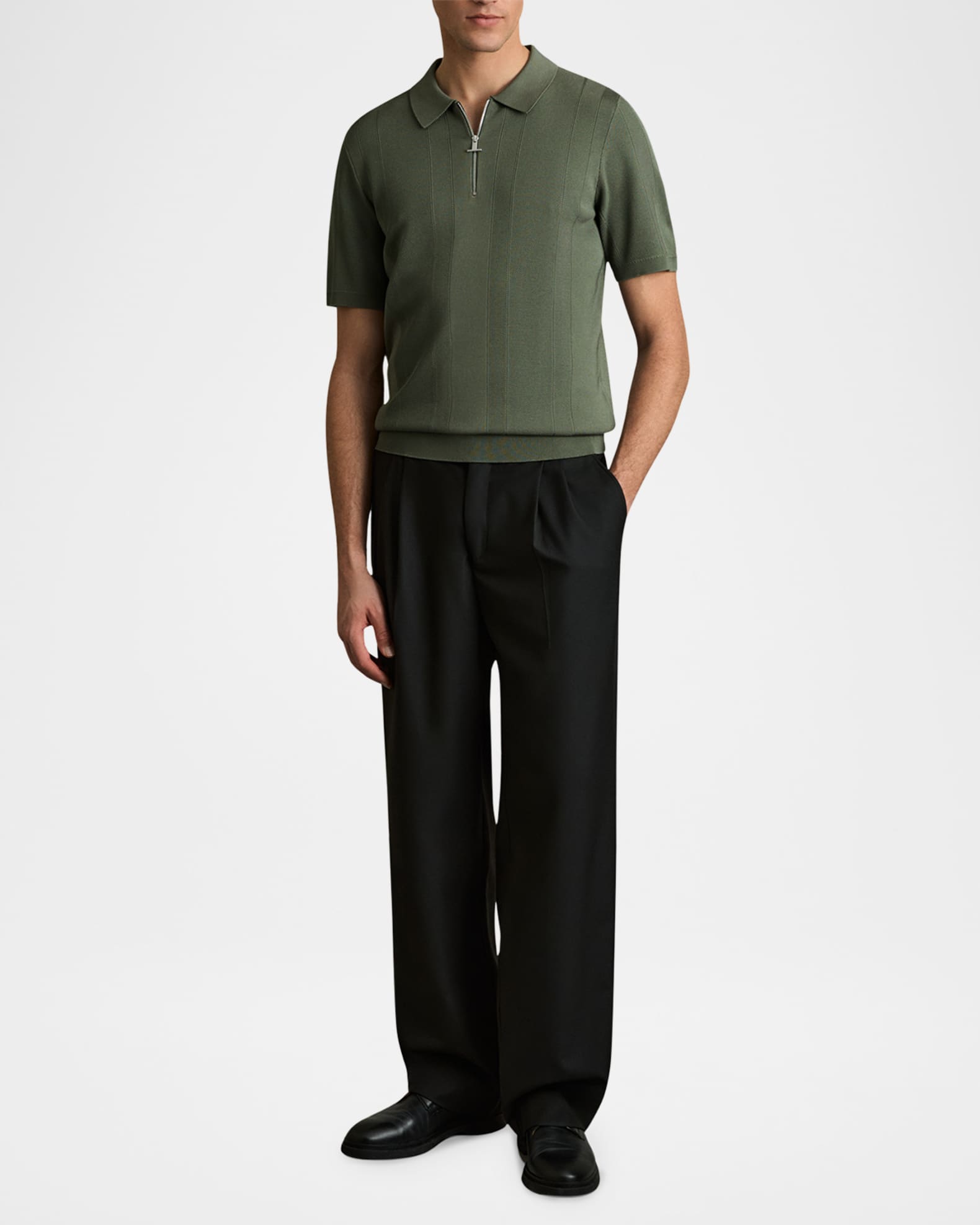 Men's Bart Half-zip Textured Polo Shirt  1