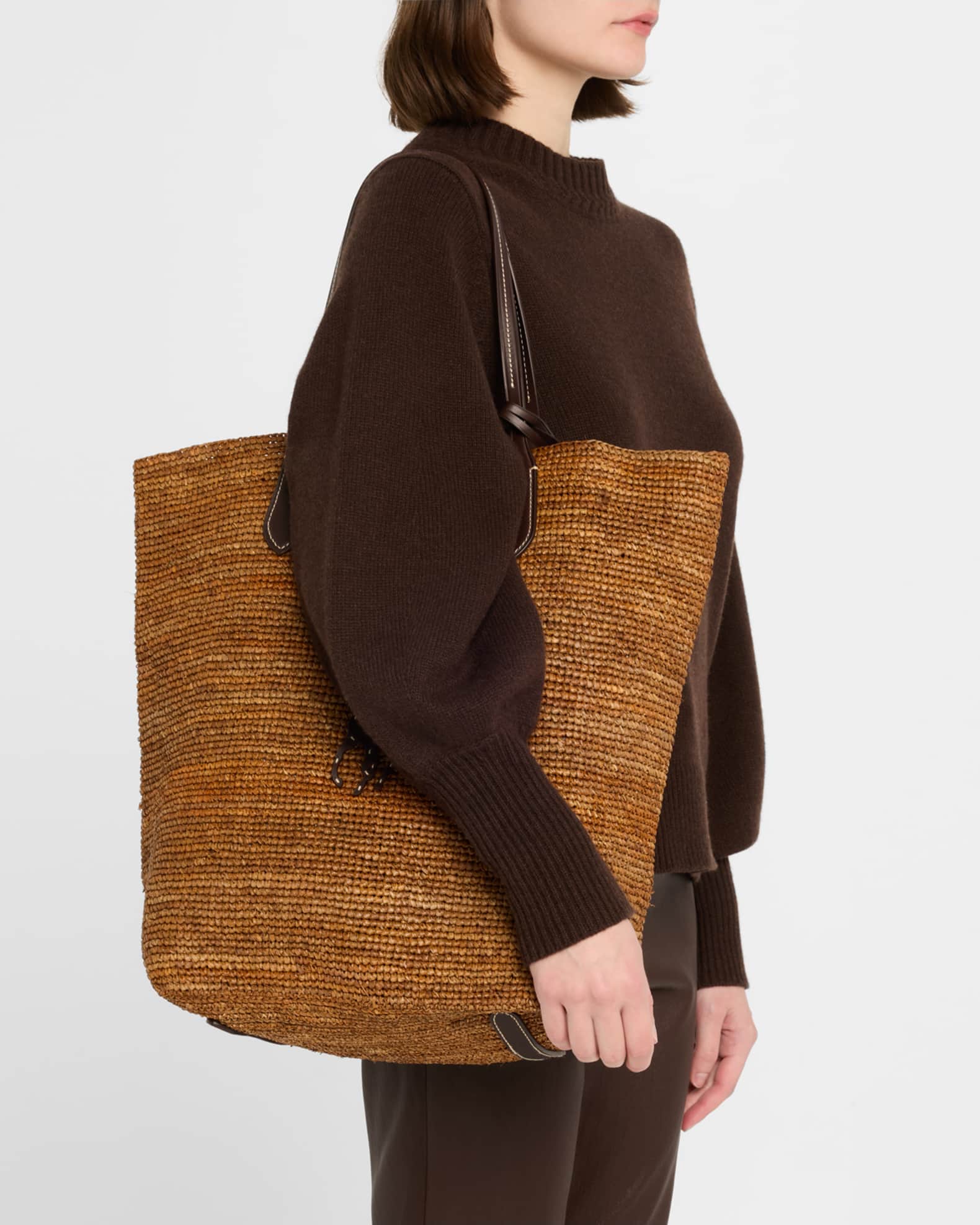 Polo Ralph Lauren Large North-South Raffia Tote Bag | Neiman