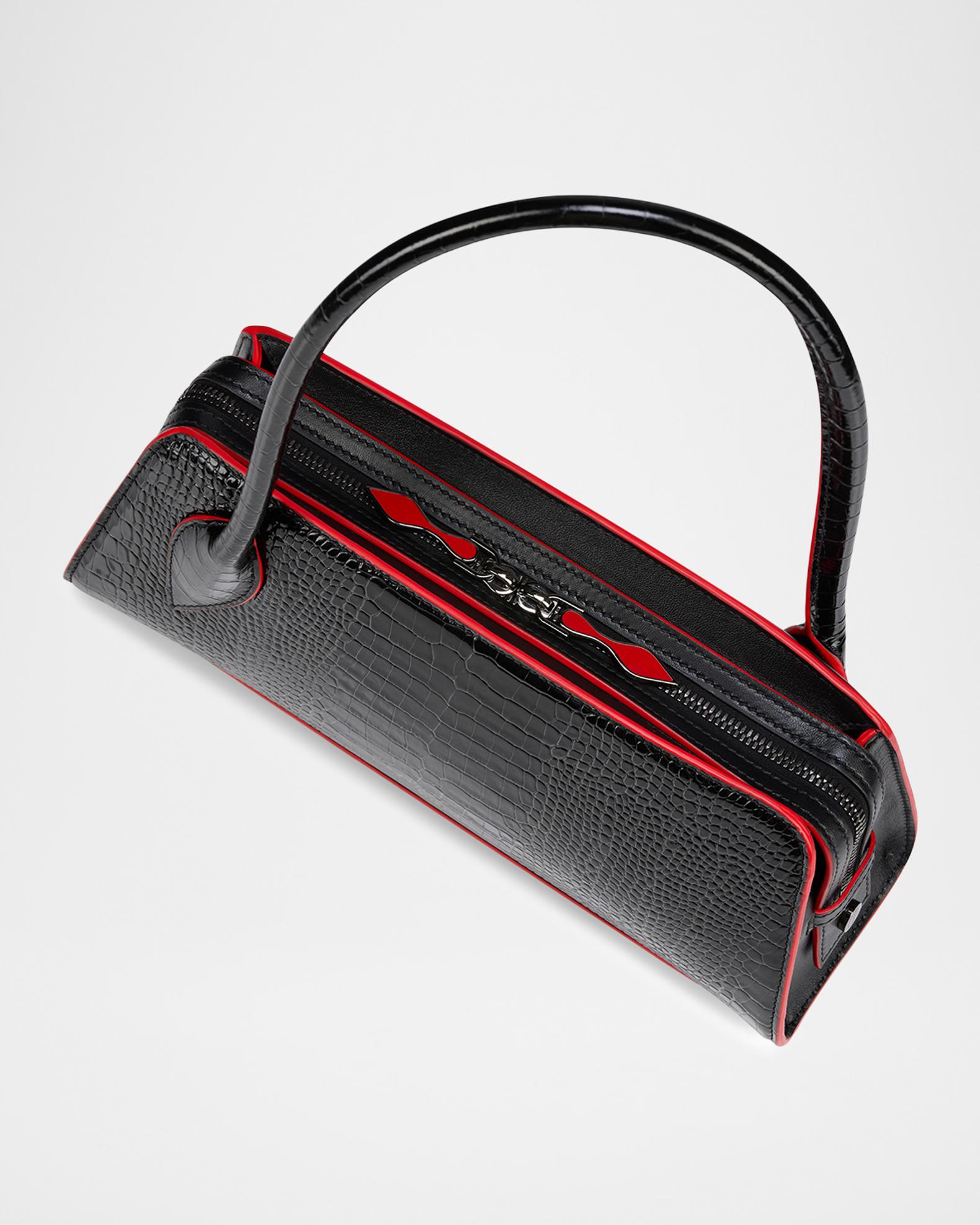 Christian Louboutin Eloise Croc-Embossed Leather Shoulder Bag