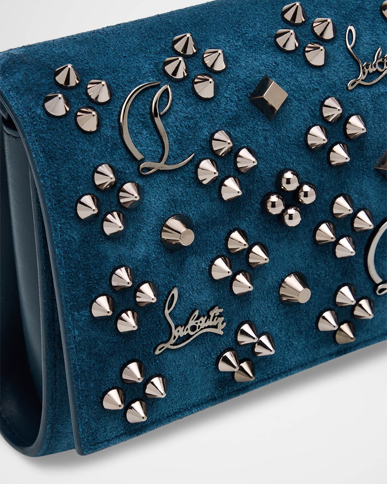 【美品】Christian Louboutin パロマ スパイク ウォレット Christian Louboutin Paloma Wallet on Chain in Loubinthesky Suede