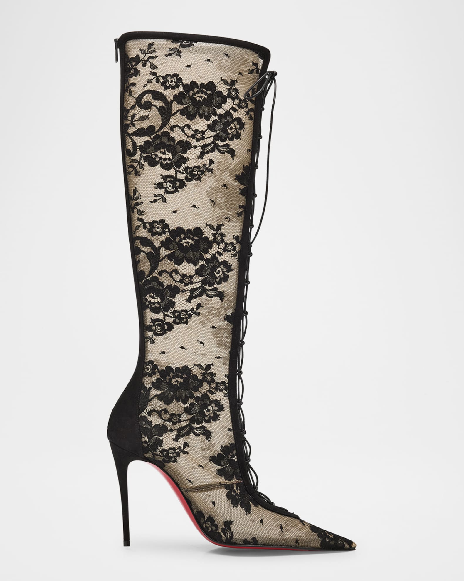 Christian Louboutin 100mm KM Lace Knee-High Boots Neiman Marcus