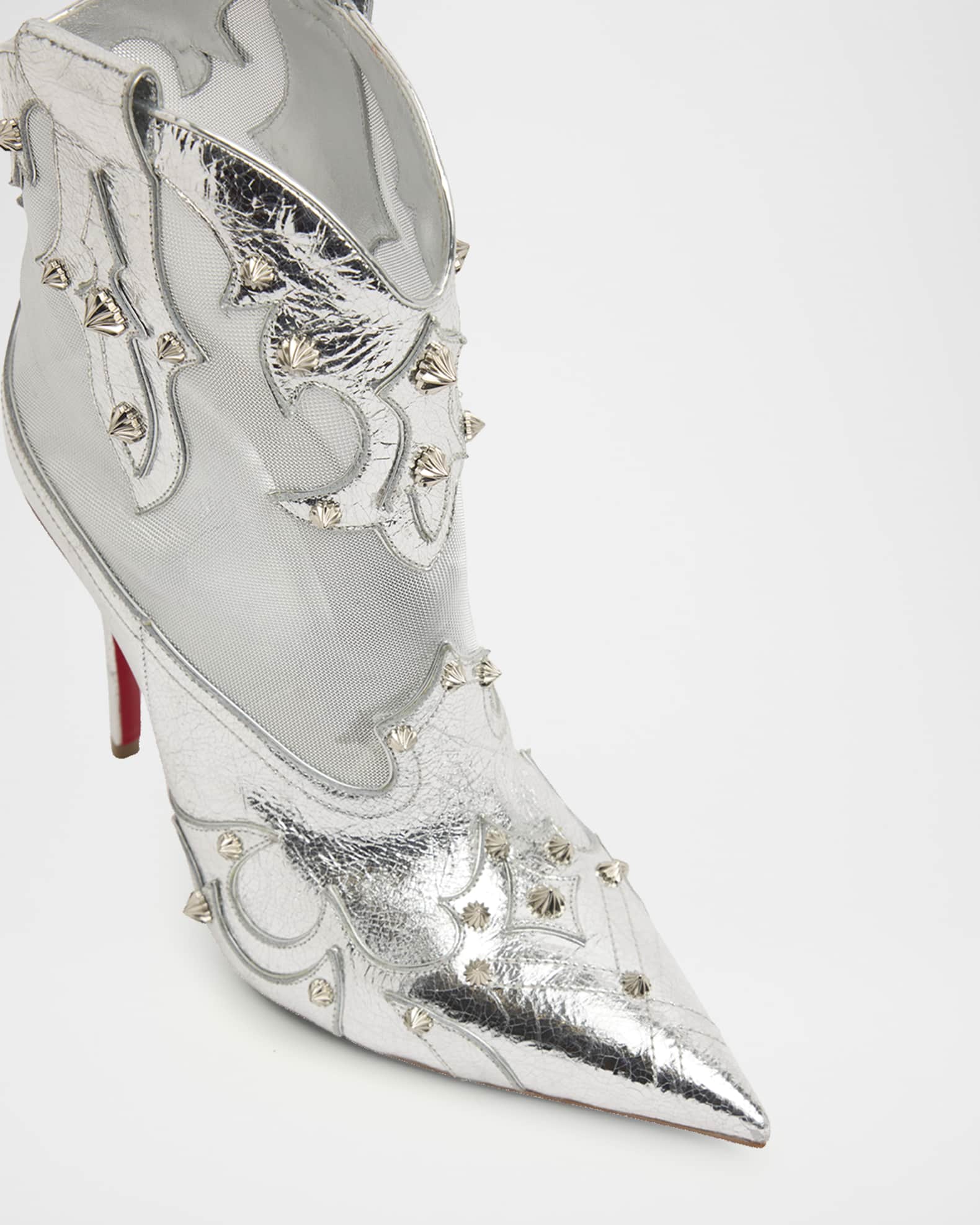 Christian Louboutin 100mm Santia Spike Metallic Leather Western
