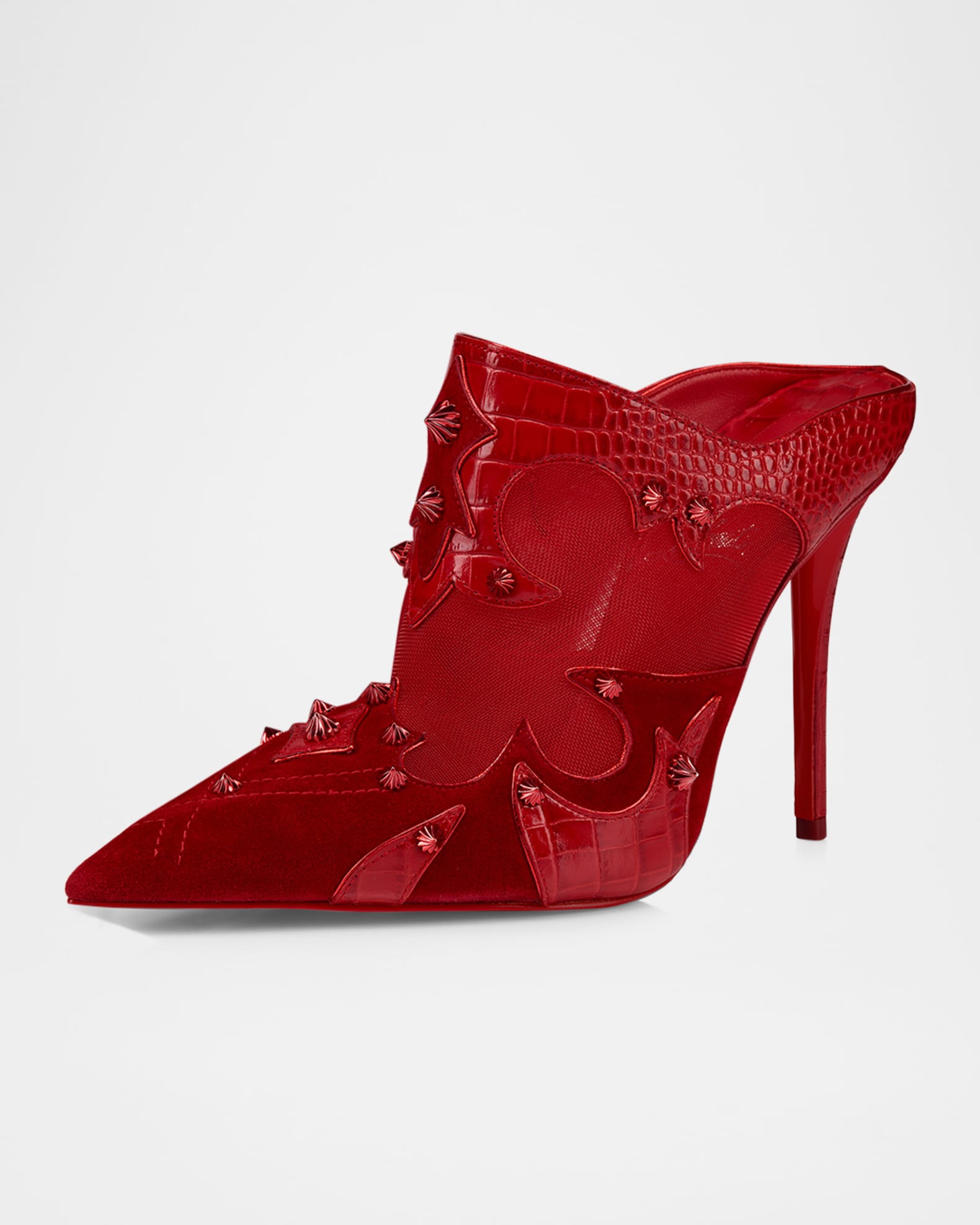 Mulatiag Suede Mesh Red Sole Mule Pumps 1