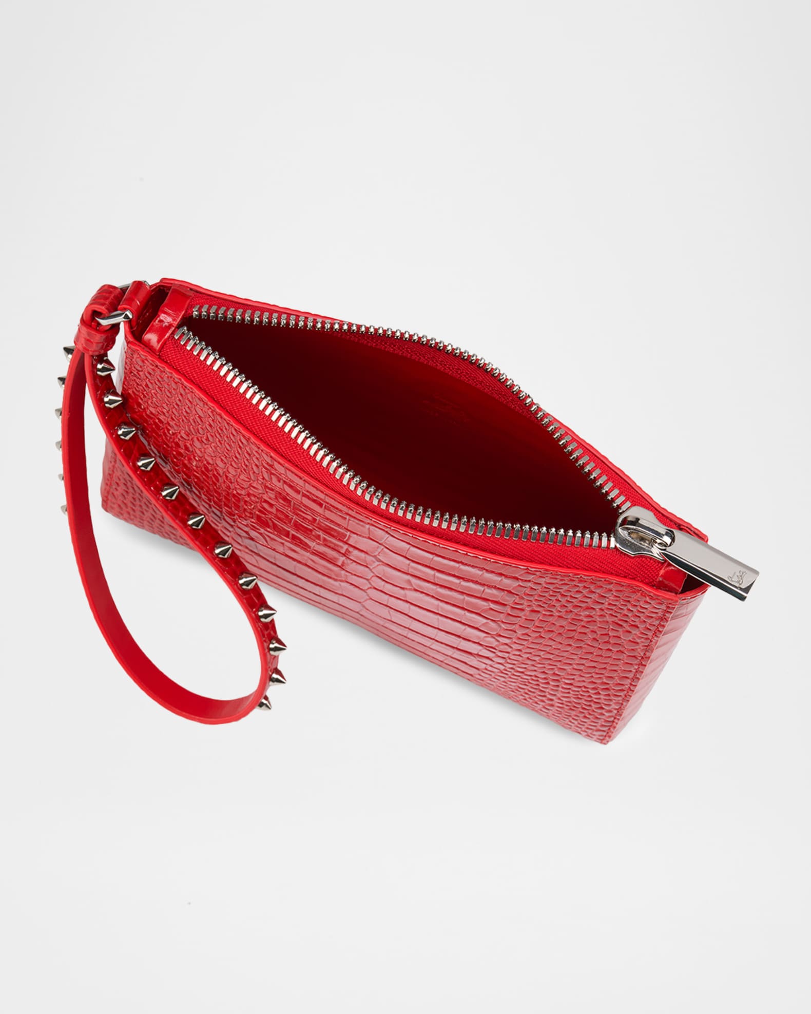 Christian Louboutin Cabata Mini Pouch Bag in Croc-Embossed Leather