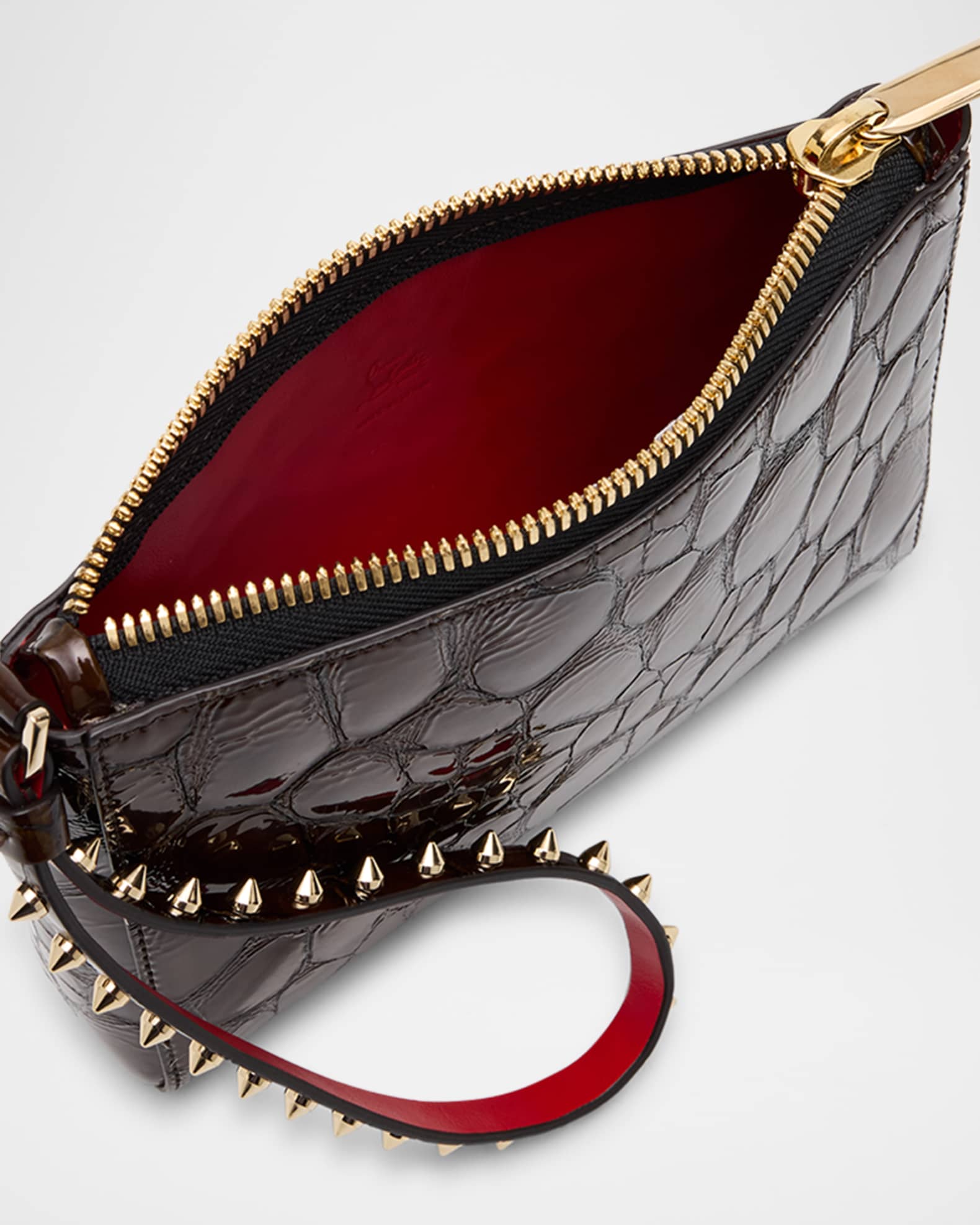 ポーチ Christian Louboutin Christian Louboutin Cabata Mini Pouch Cabata mini - Pouch - Calf leather and spikes - Magma