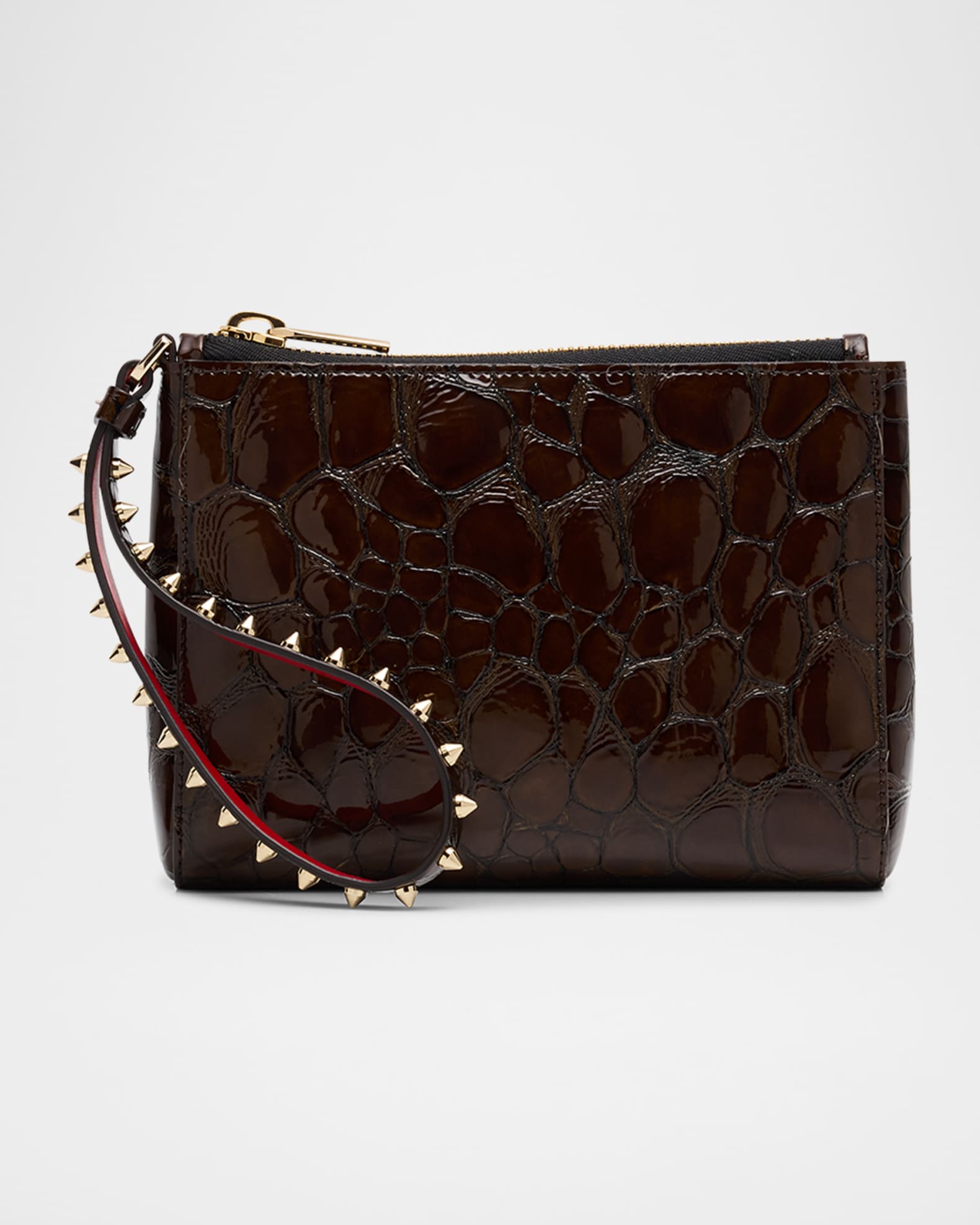 Cabata Mini Croc-Embossed Leather Wristlet Pouch 0