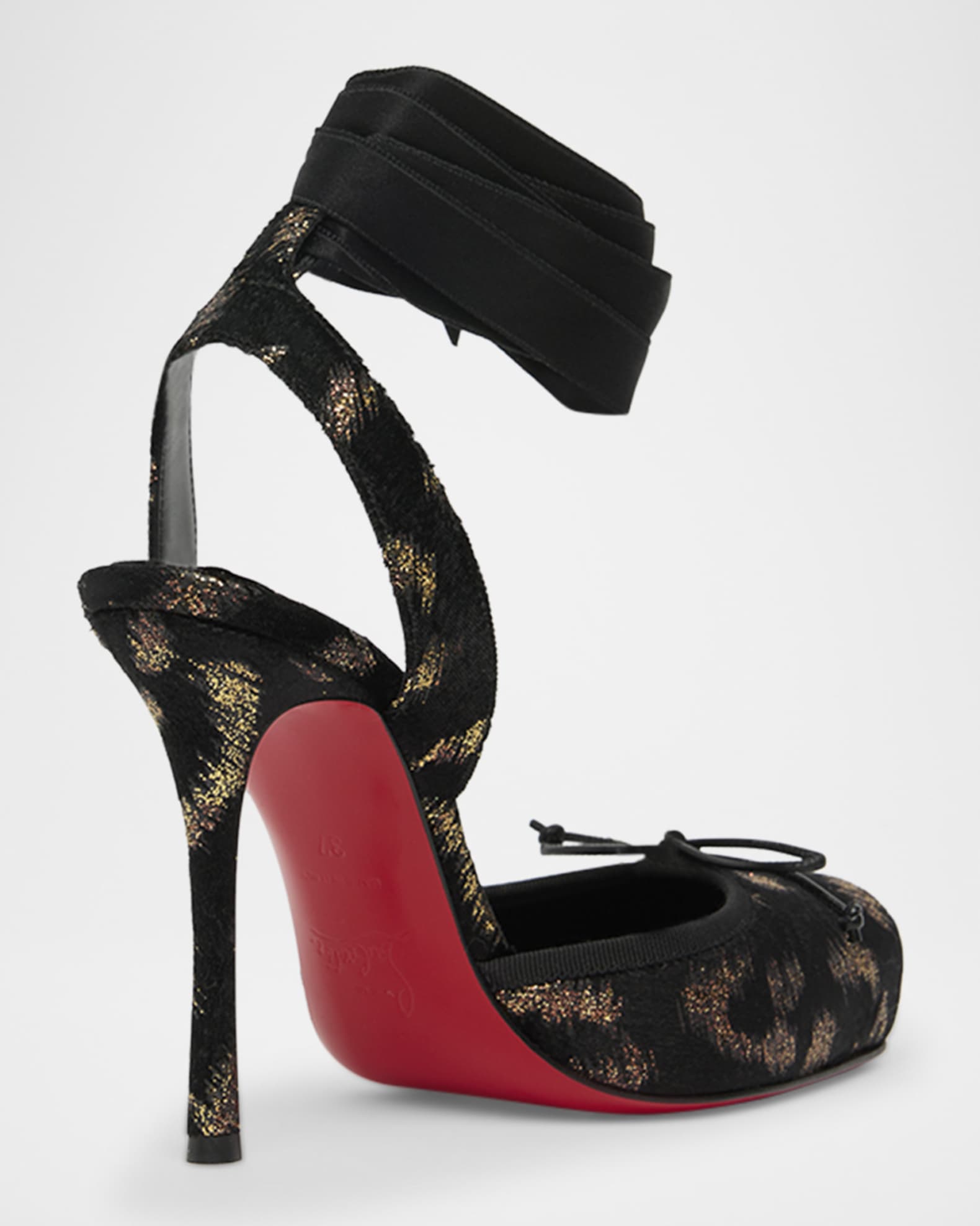 Cassia Silk Ankle-Tie Red Sole Ballerina Pumps Neiman Marcus