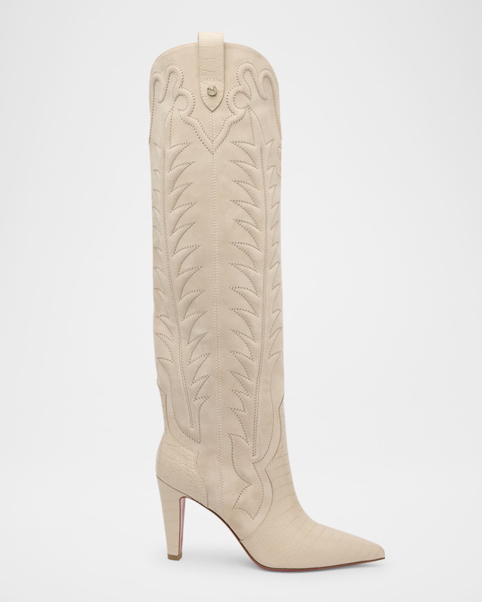 Santia Suede Knee-High Red Sole Western Boots 0