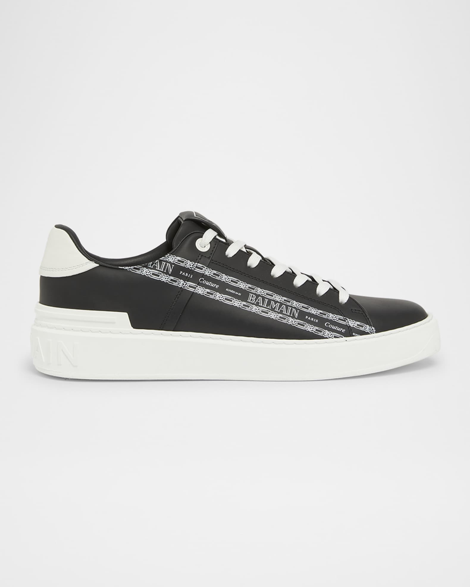 Men's B-Court Chain Logo Calfskin Low-Top Sneakers 0