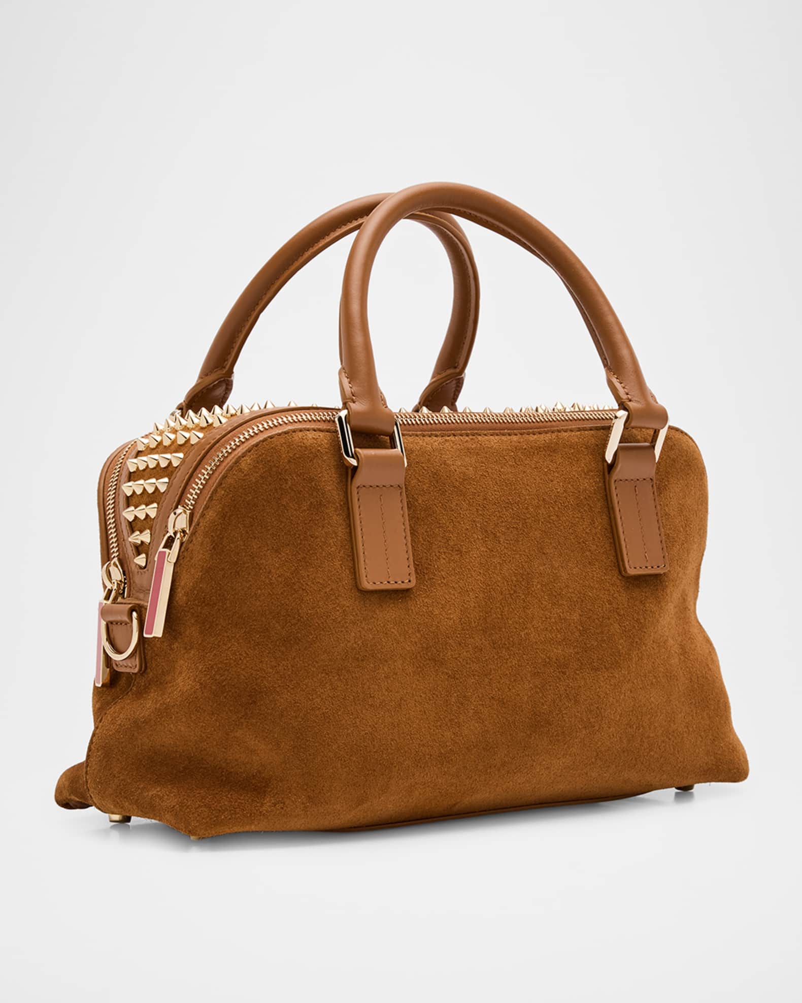Christian Louboutin Funky Spike Bowling Bag in Suede | Neiman Marcus