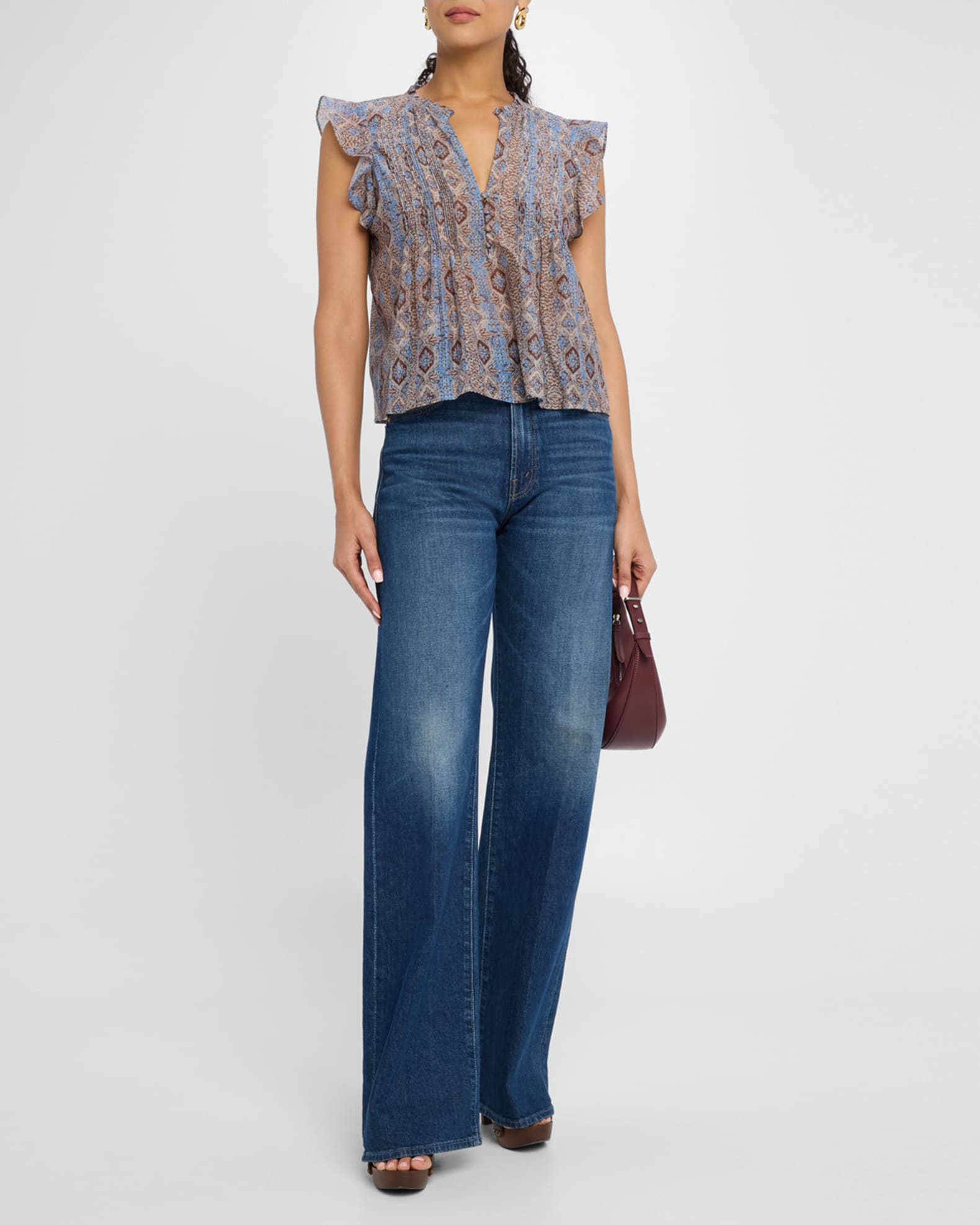 Idris Flutter-Sleeve Blouse 1
