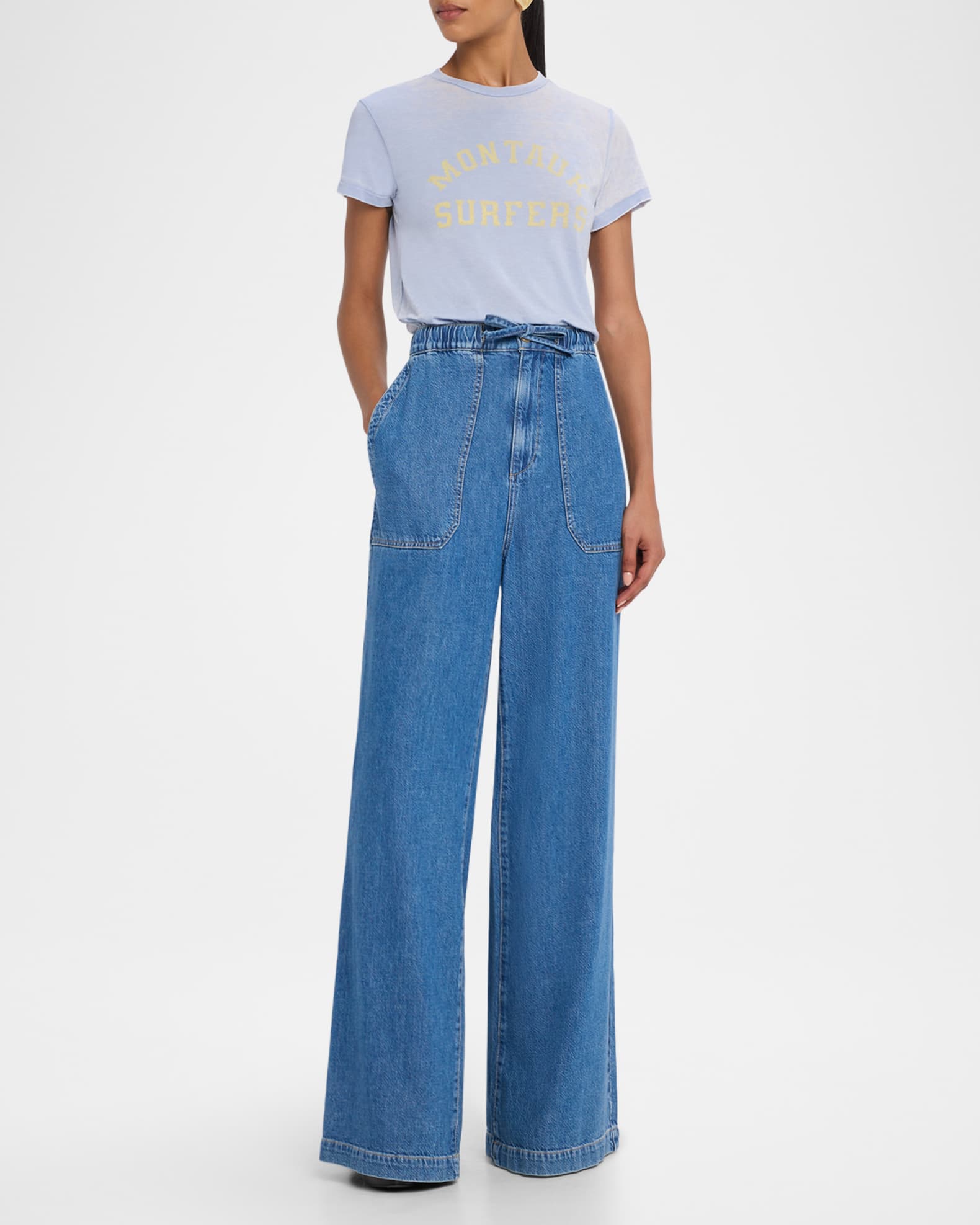 【PORTERNA】Rumi string trousers PAIGE Rumi Denim Drawstring Pants | Neiman Marcus