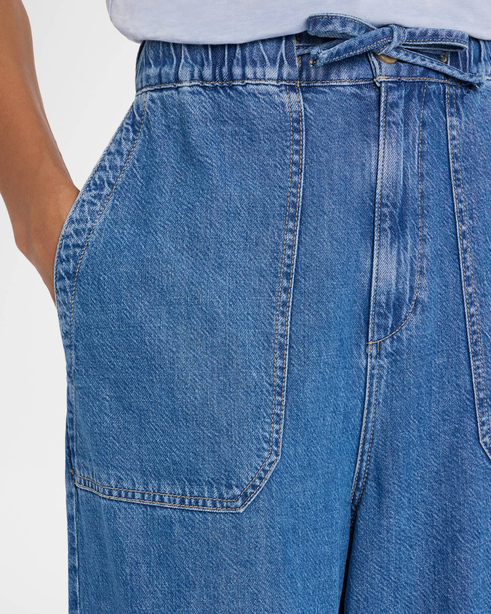 【PORTERNA】Rumi string trousers PAIGE Rumi Denim Drawstring Pants | Neiman Marcus
