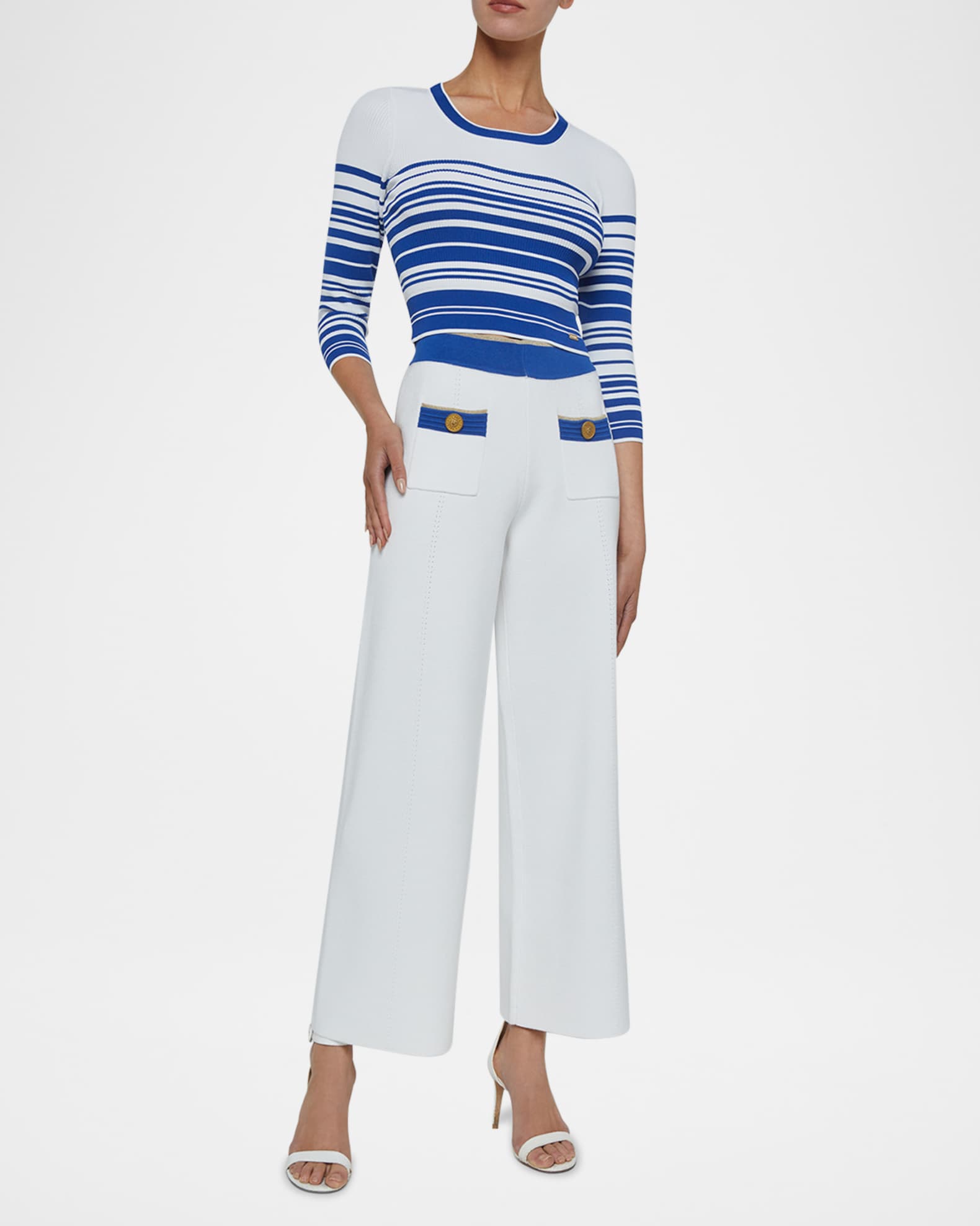 Yukio Stripe Crewneck Crop Top 1