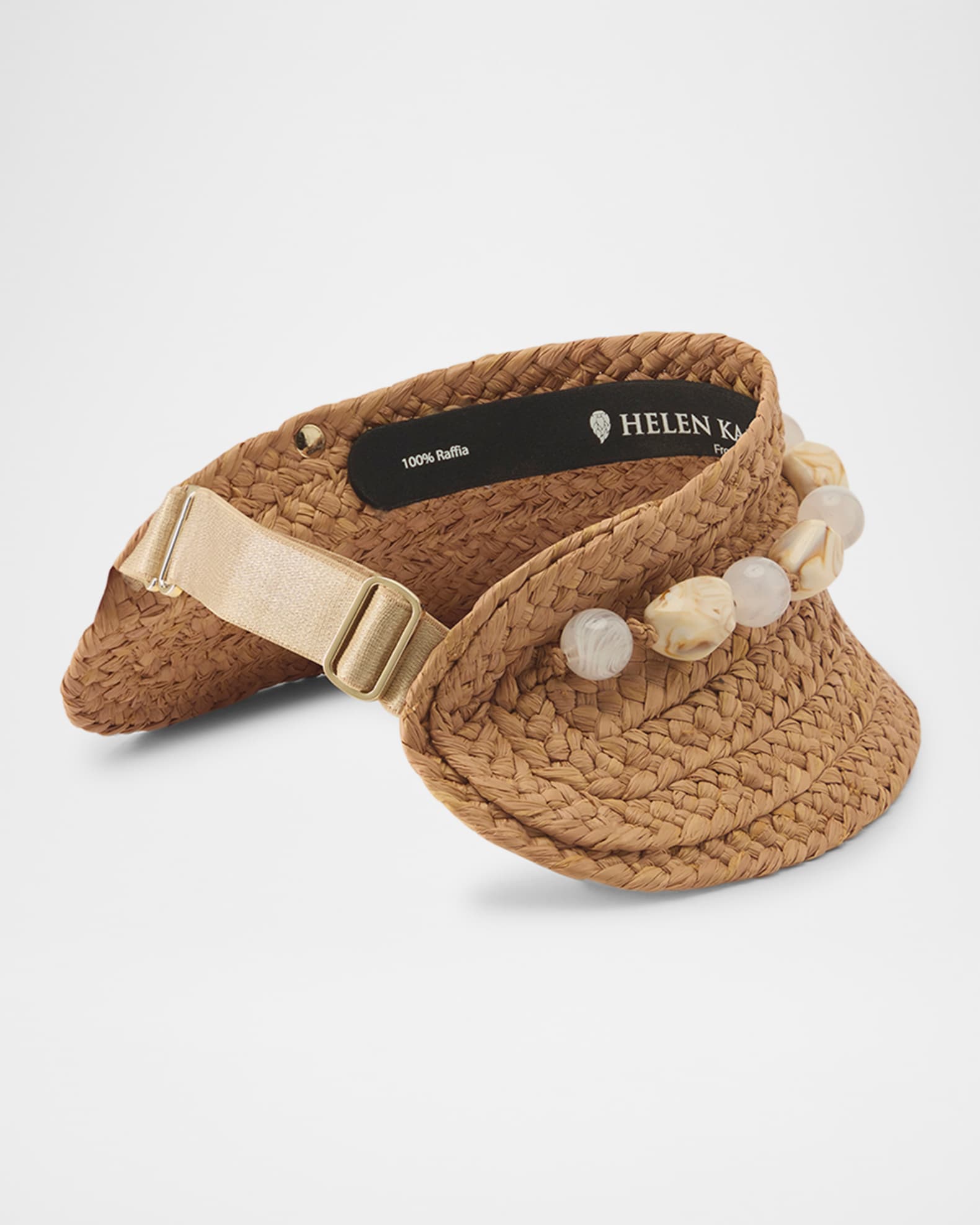 Nyla Packable Pebble Braided Raffia Visor 1
