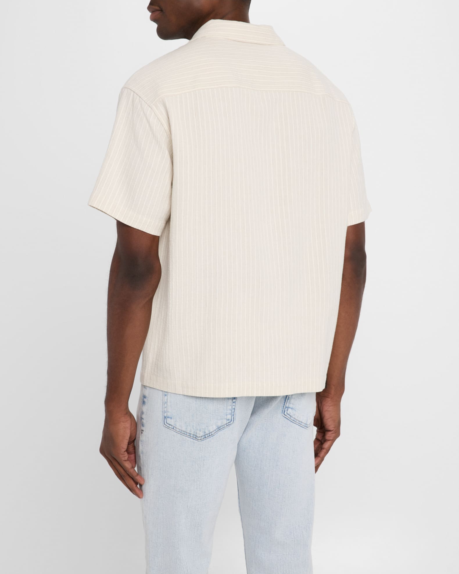 Men's Jacquard Stripe Camp Shirt