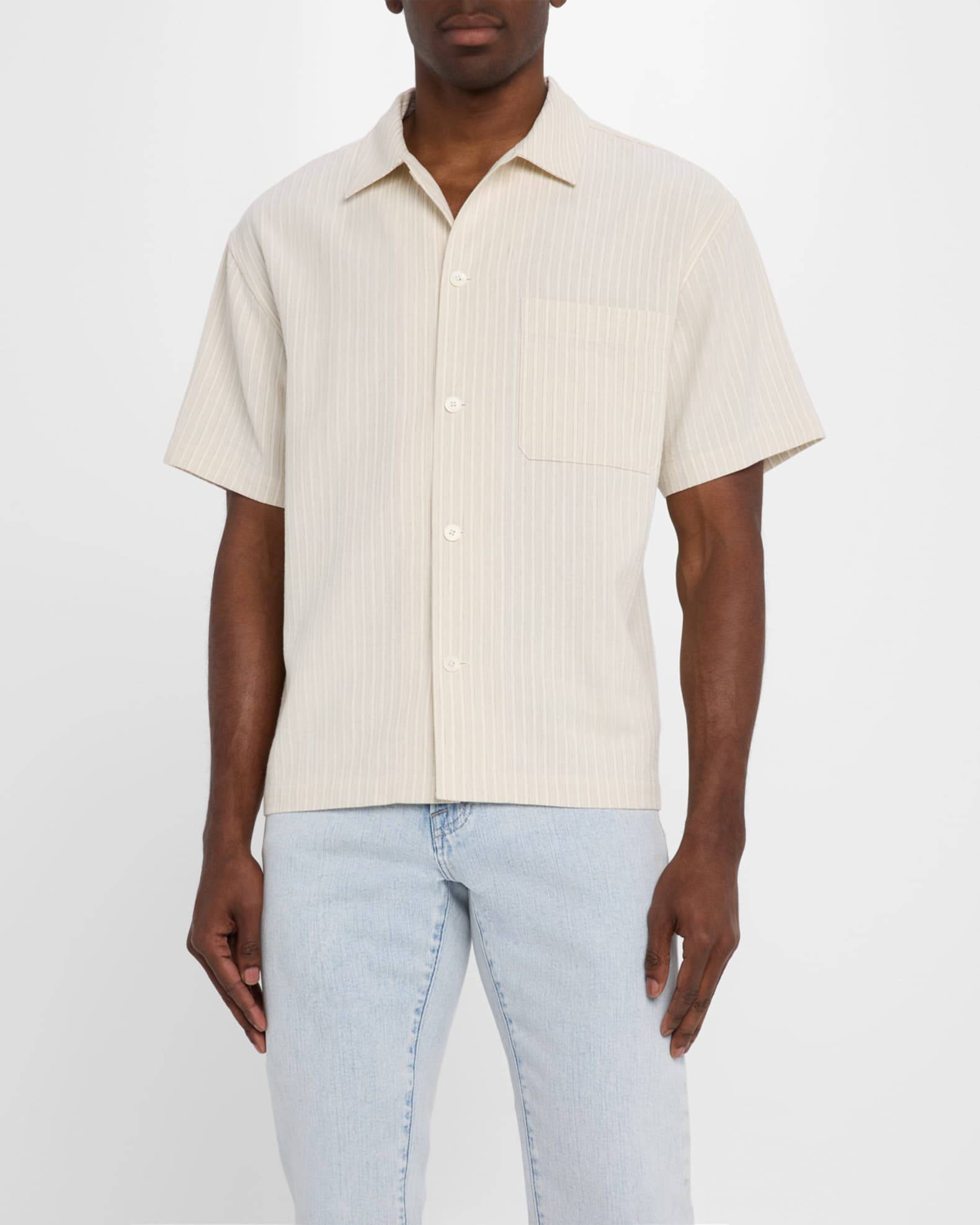 Men's Jacquard Stripe Camp Shirt