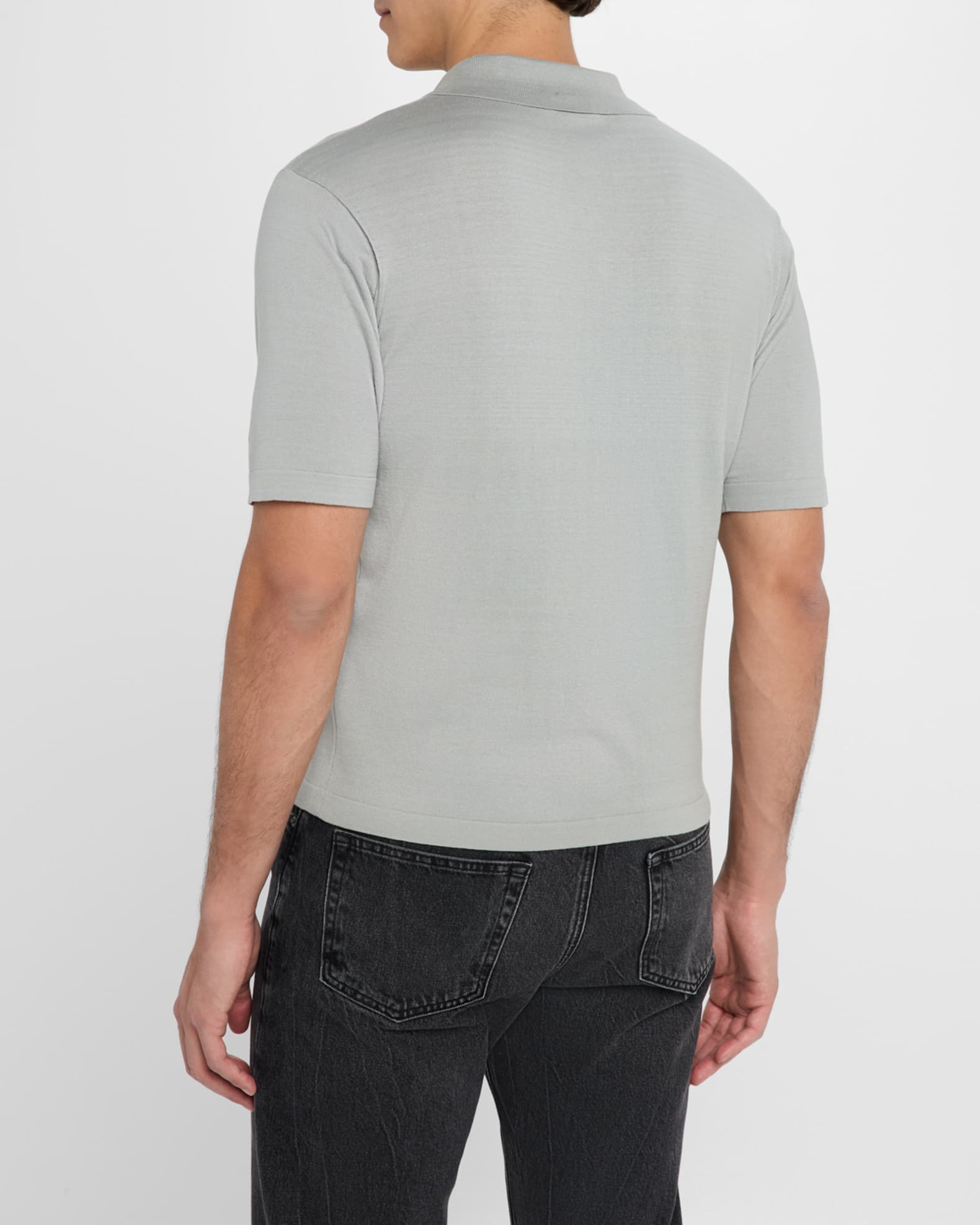 FRAME Men's Cotton Silk Polo Sweater | Neiman Marcus