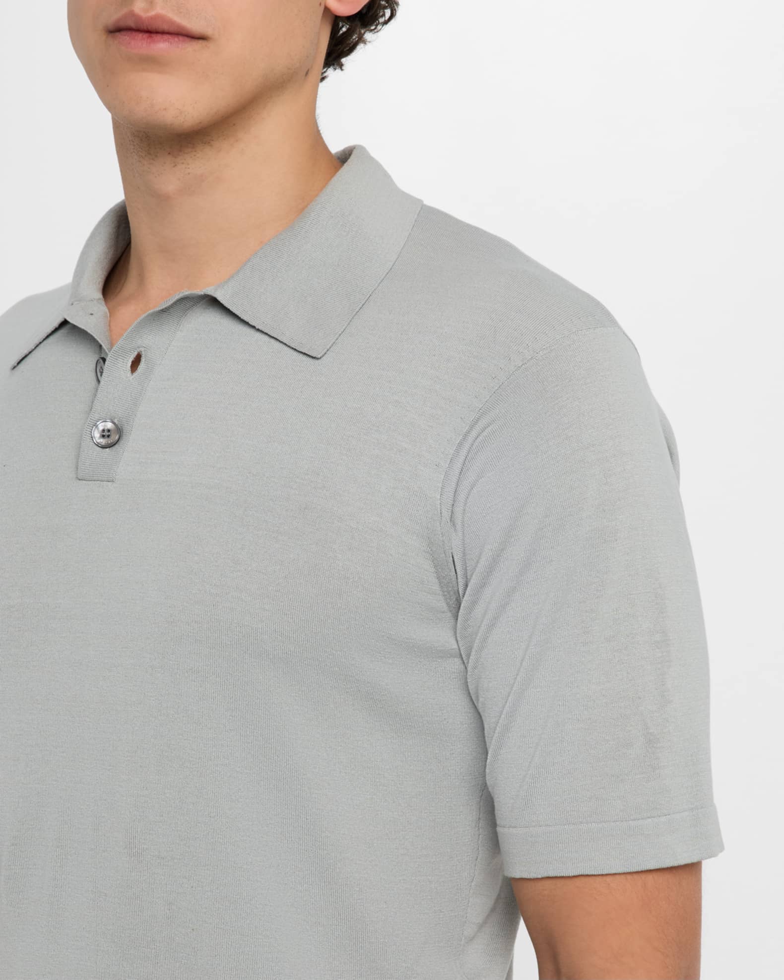 FRAME Men's Cotton Silk Polo Sweater | Neiman Marcus