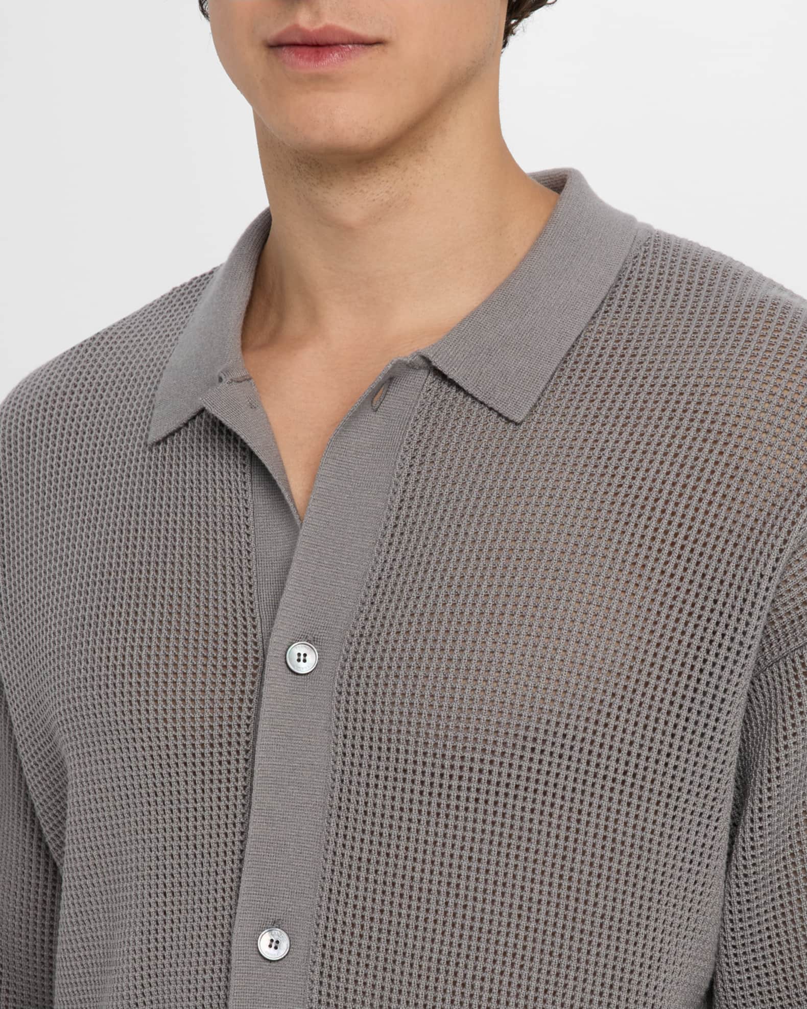 FRAME Men's Mesh-Knit Buttoned Cardigan | Neiman Marcus