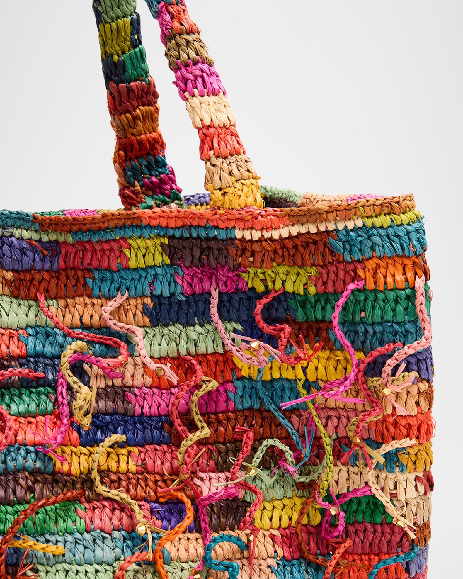 Made For A Woman Spaghetti Woven Tote Bag with Beaded Fringe | Neiman ...