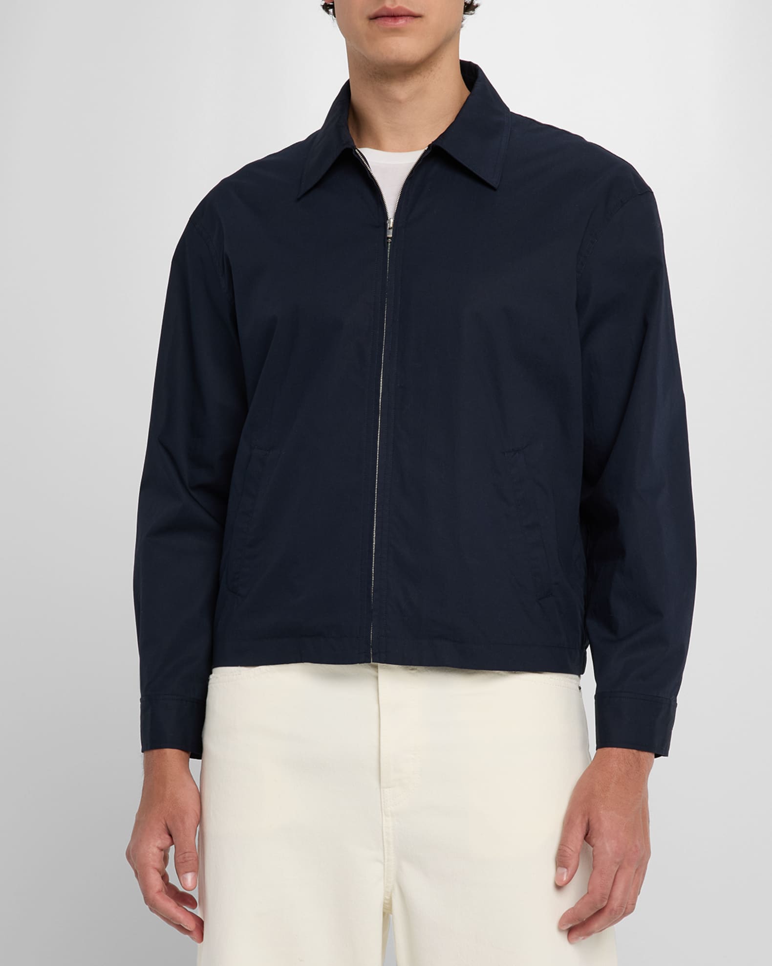 FRAME Men's Zip-Front Cotton Poplin Jacket | Neiman Marcus