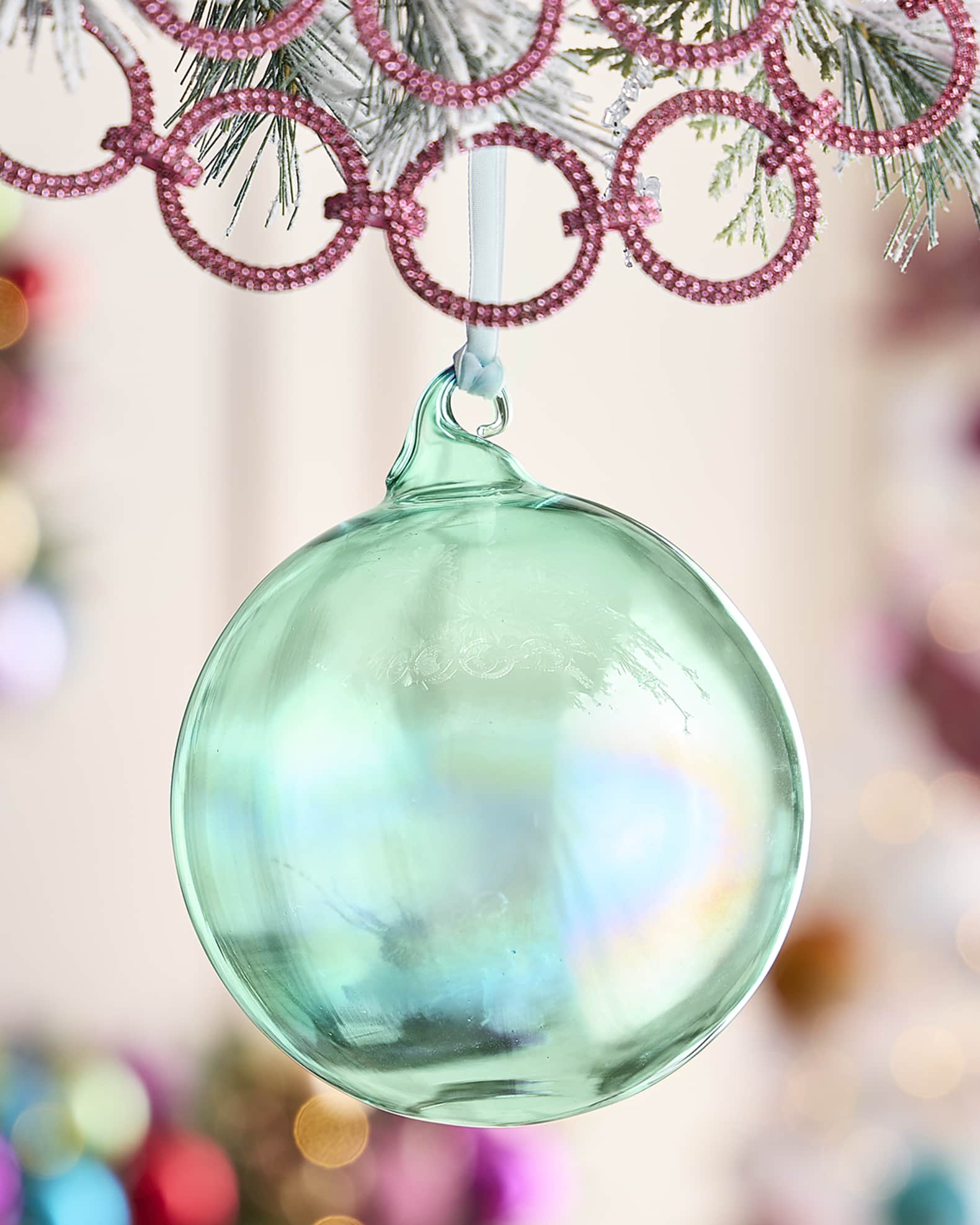 Serene Aqua Bottle Glass Christmas Ornament 0