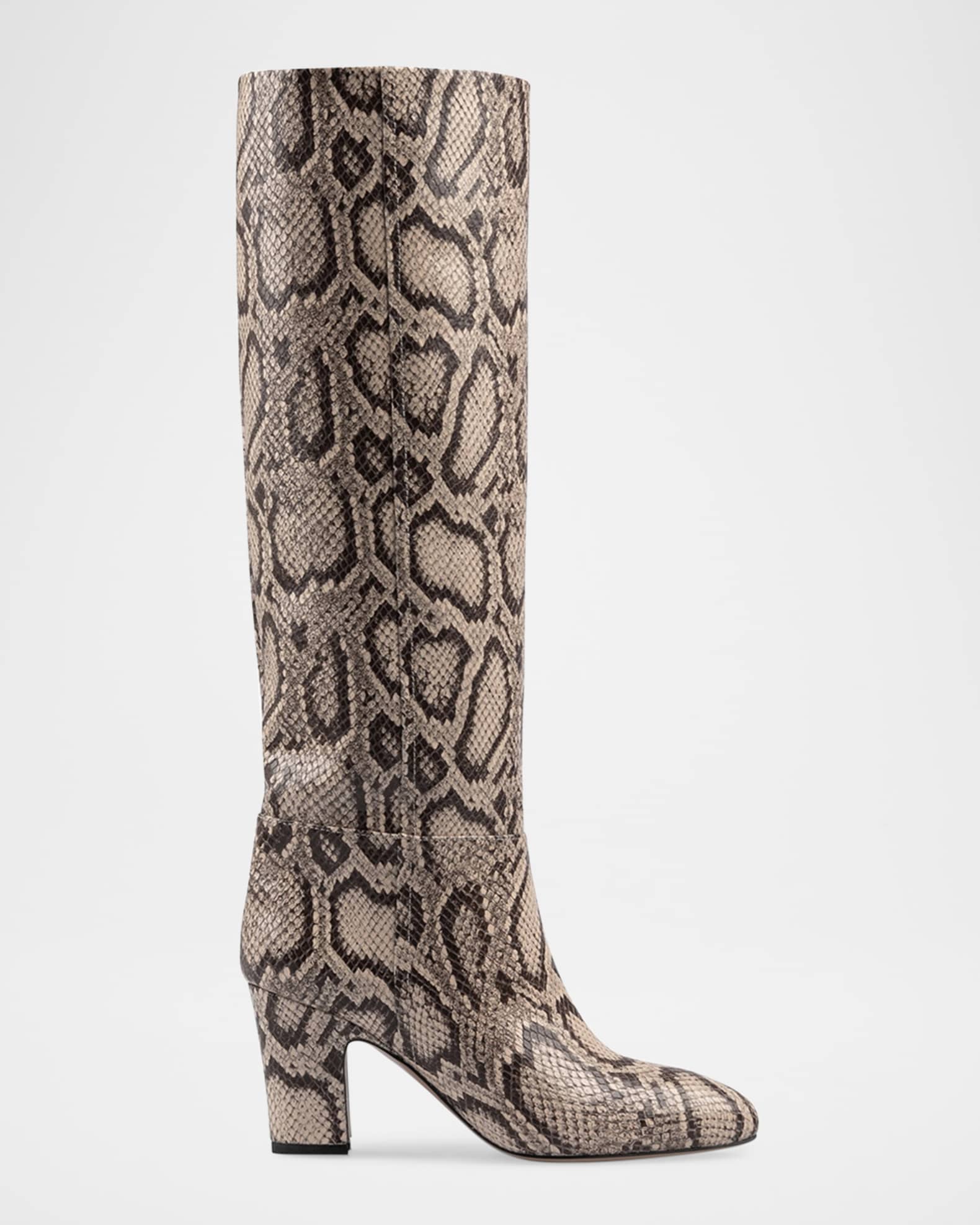 Lavinia Snake-Embossed Leather Knee Boots 0